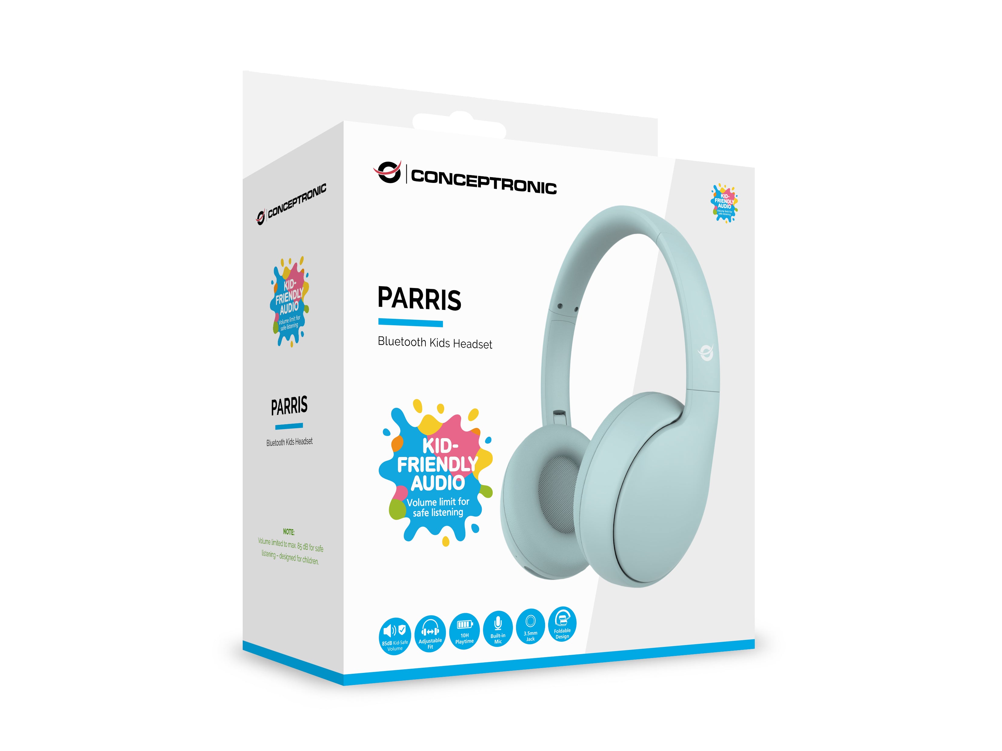 Conceptronic PARRIS04B casque Avec fil &sans fil Arceau Appels/Musique Bluetooth Bleu clair