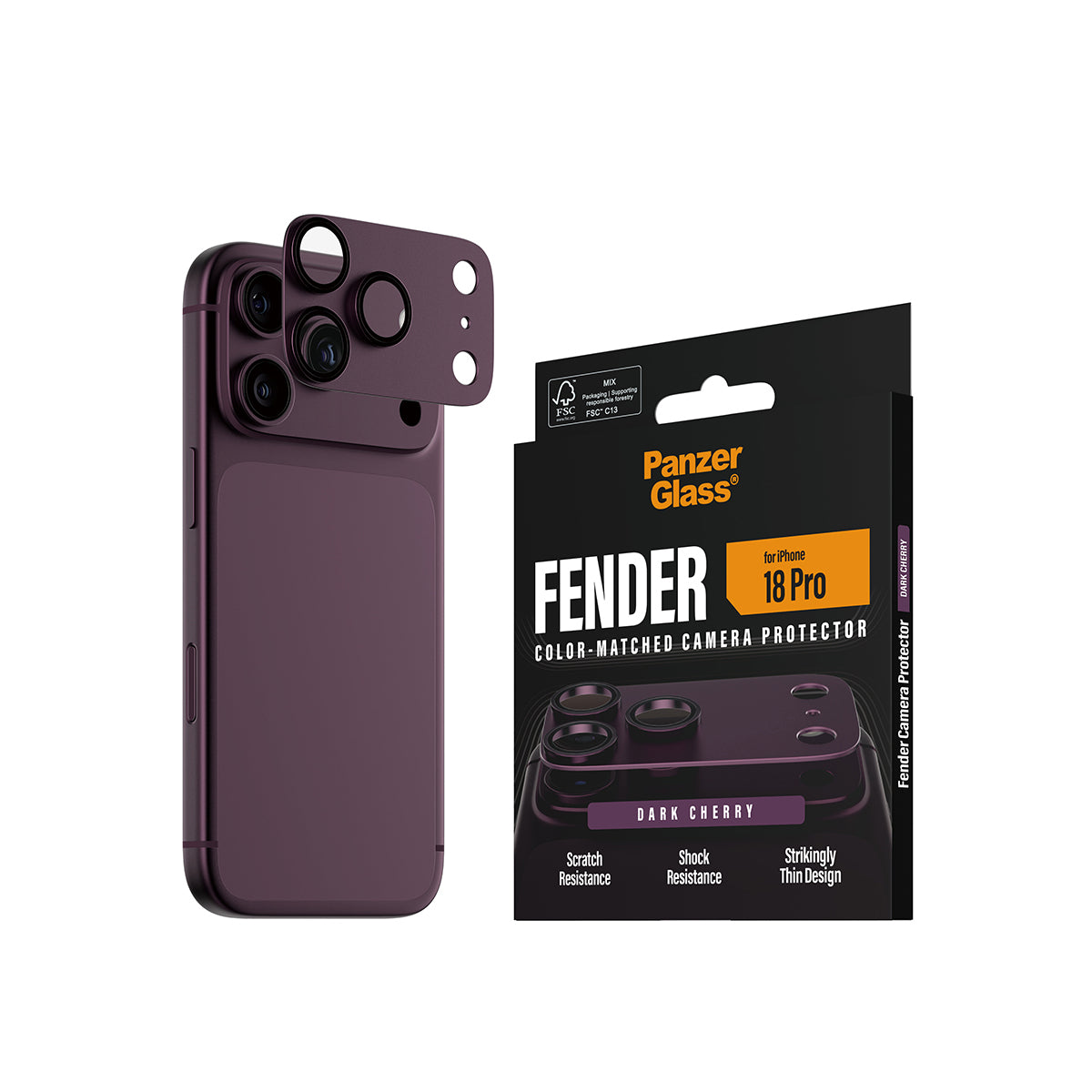 PanzerGlass ® Fender Camera Protector Dark Cherry iPhone 2026 Pro Protection d'écran transparent 1 pièce(s)