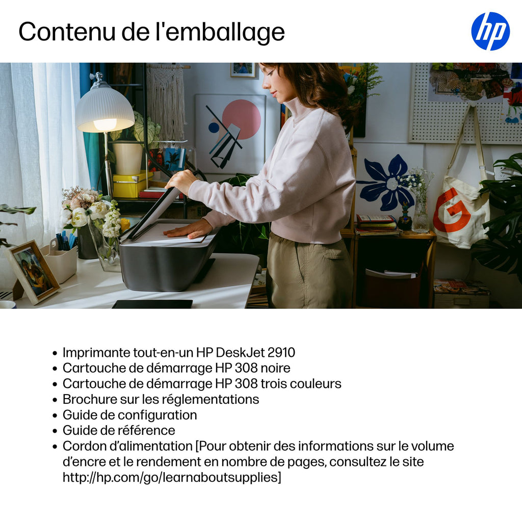 HP DeskJet 2910 Sans fil All-in-One Couleur Imprimante, Instant Ink