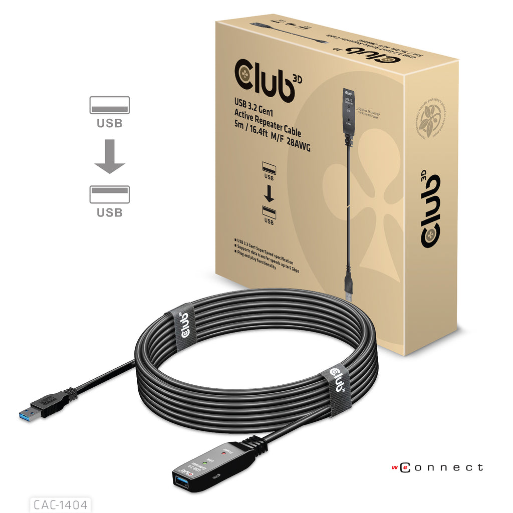 CLUB3D CAC-1404 câble USB USB 3.2 Gen 1 (3.1 Gen 1) 5 m USB A 5 Gbit/s Noir