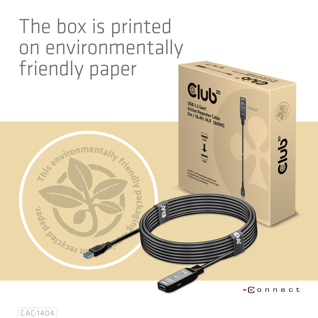 CLUB3D CAC-1404 câble USB USB 3.2 Gen 1 (3.1 Gen 1) 5 m USB A 5 Gbit/s Noir