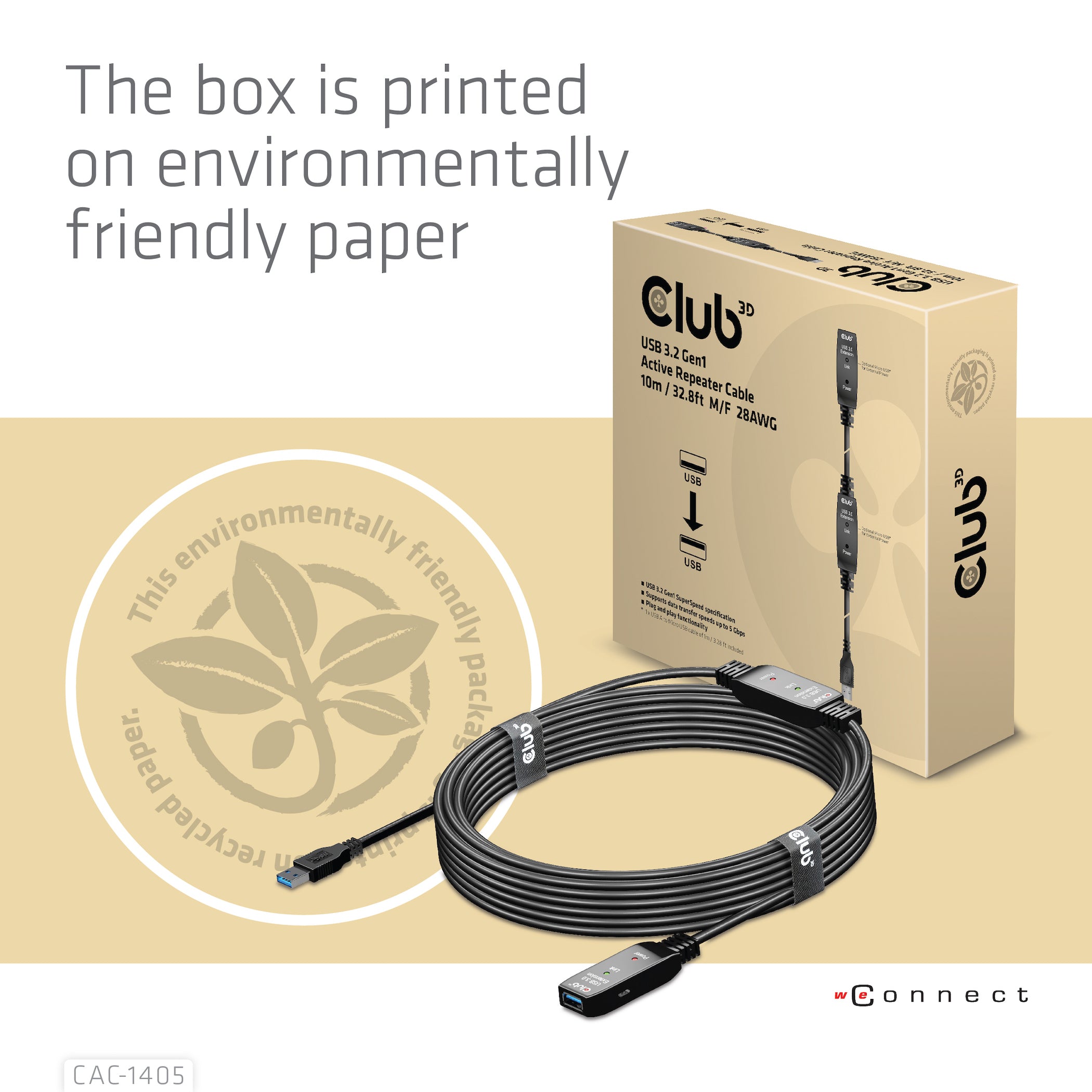 CLUB3D CAC-1405 câble USB USB 3.2 Gen 2 (3.1 Gen 2) 10 m USB A 5 Gbit/s Noir
