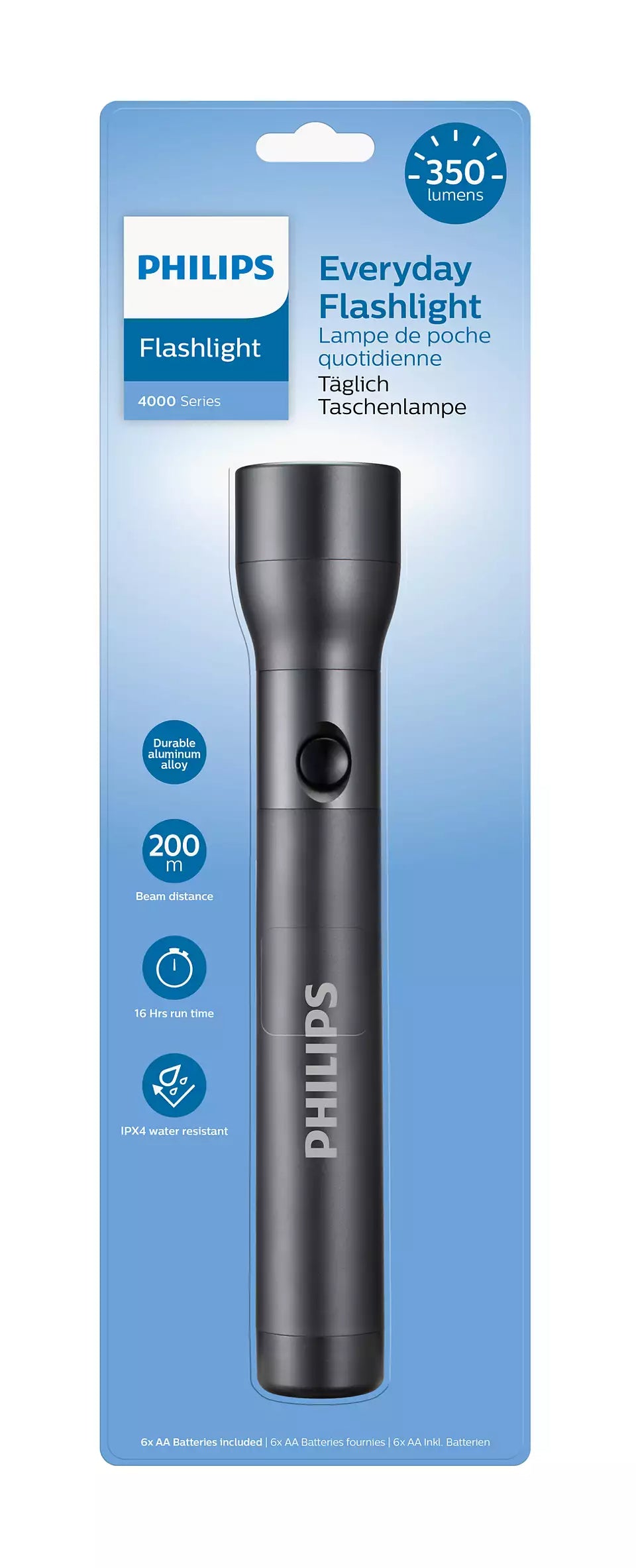 Philips SFL4003T/10 torche et lampe de poche Noir Lampe à pression LED