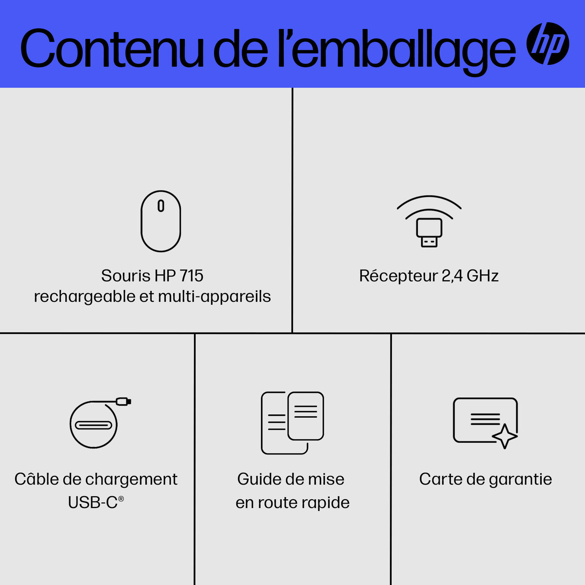 HP Souris Multi-périphériques Rechargeable 715