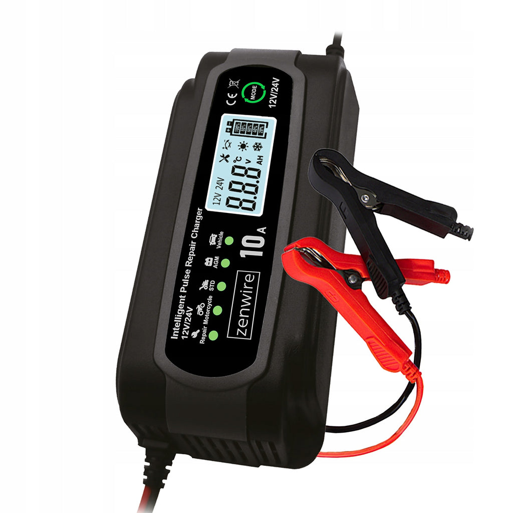 Chargeur-redresseur de batterie de voiture avec fonction de réparation 12 V, 24 V, 10 A Zenwire JMD-10