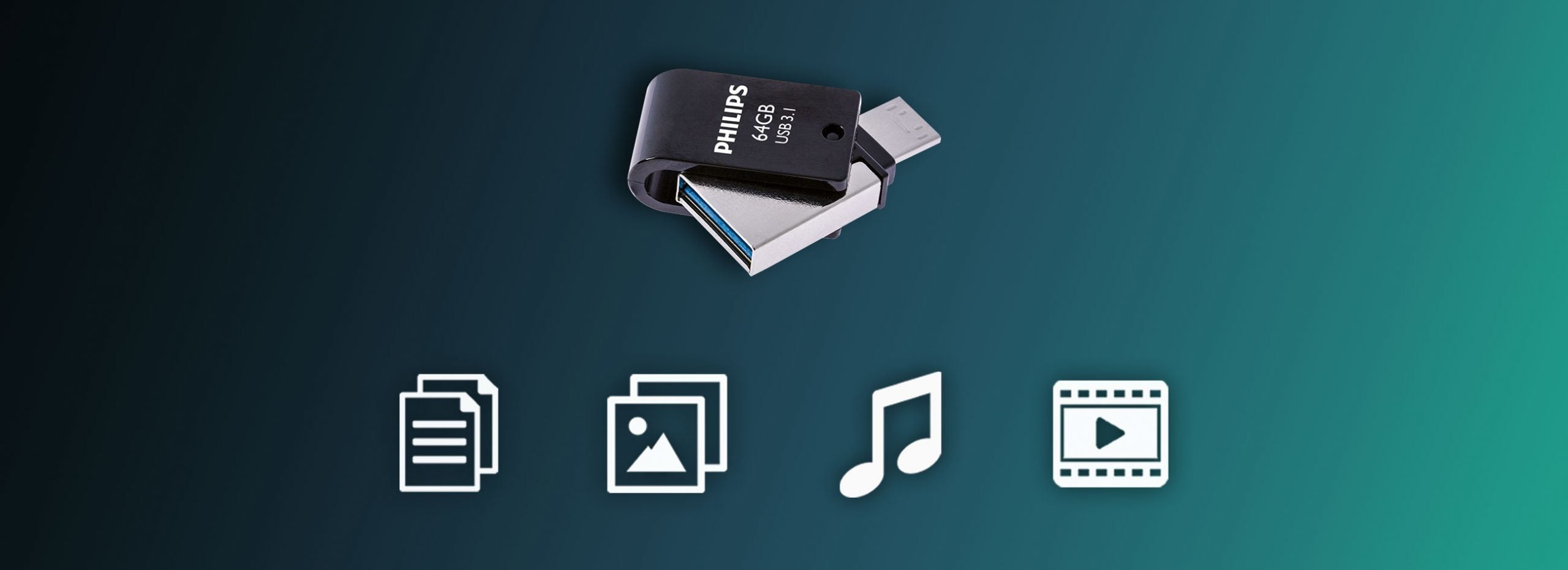 Philips FM64DC152B/00 lecteur USB flash 64 Go USB Type-C 3.2 Gen 1 (3.1 Gen 1) Noir