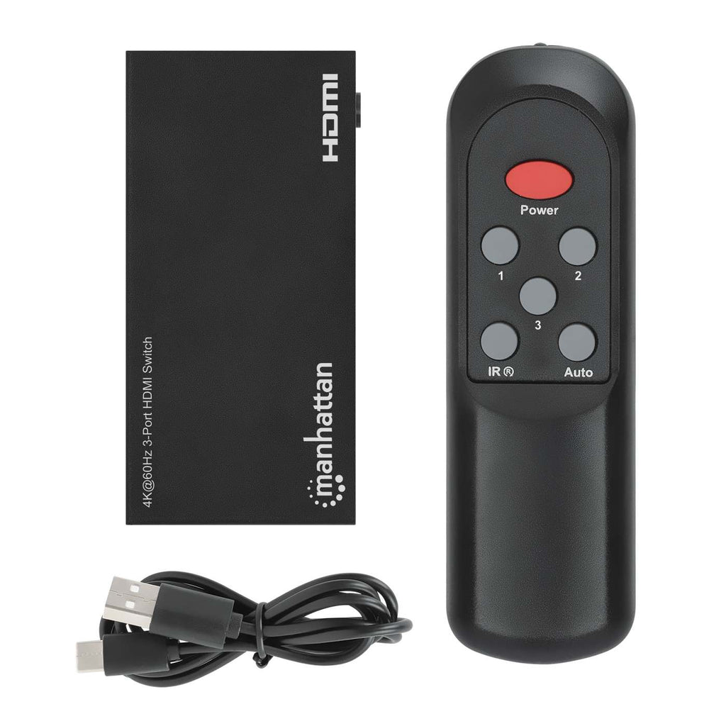 Commutateur Vidéo HDMI Manhattan 208222, Métal, Noir