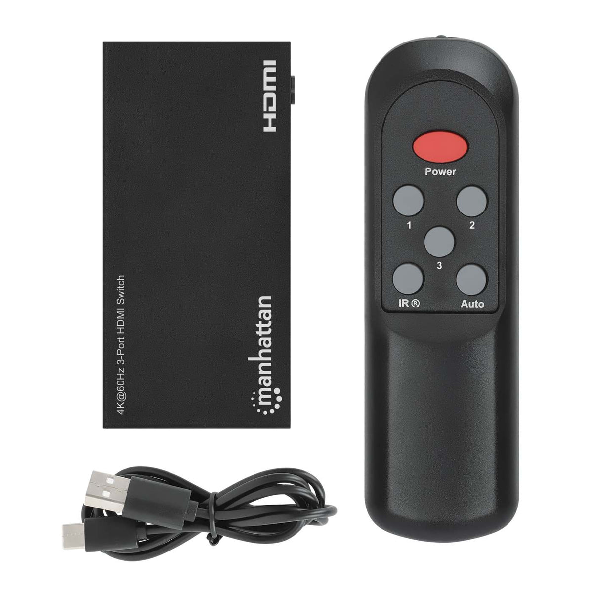 Commutateur Vidéo HDMI Manhattan 208222, Métal, Noir