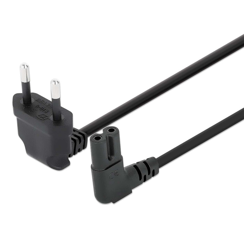 Manhattan Câble d'alimentation Angulaire CEE 7/16 vers C7 Femelle, 2m, 2,5A, Noir