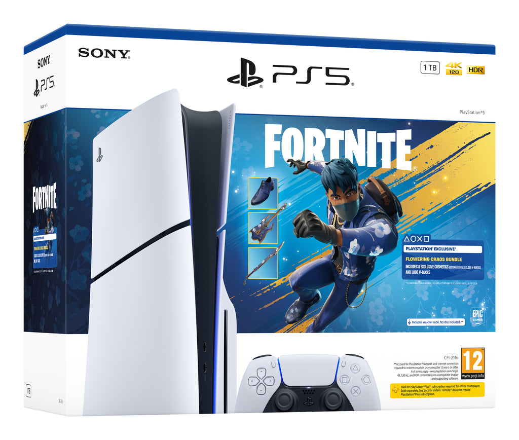 Sony PlayStation 5 - Fortnite Flowering Chaos Bundle 1,02 To Wi-Fi, Blanc