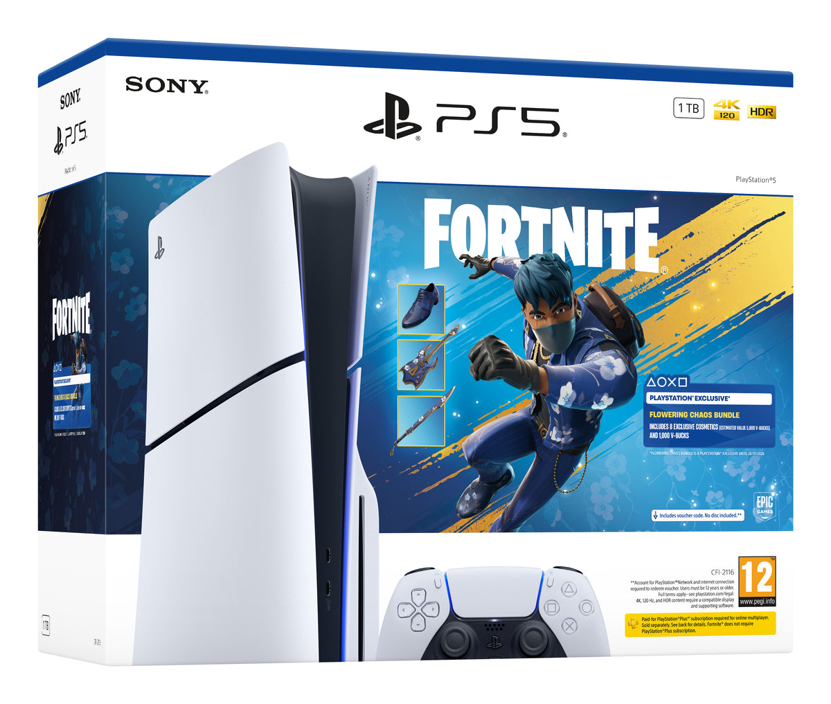 Sony PlayStation 5 - Fortnite Flowering Chaos Bundle 1,02 To Wi-Fi, Blanc