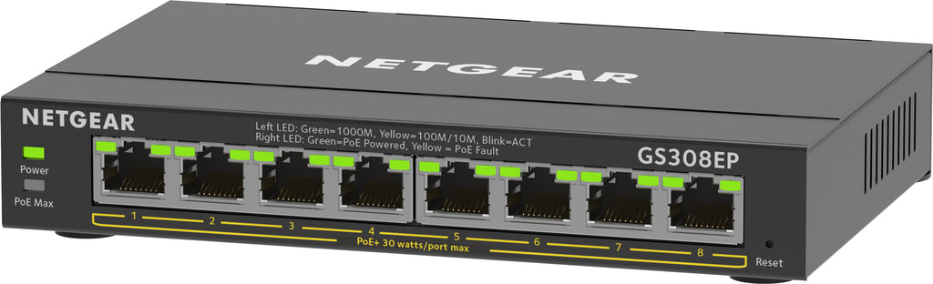 NETGEAR GS308EP Géré L2/L3 Gigabit Ethernet (10/100/1000) Connexion Ethernet, supportant l'alimentation via ce port (PoE