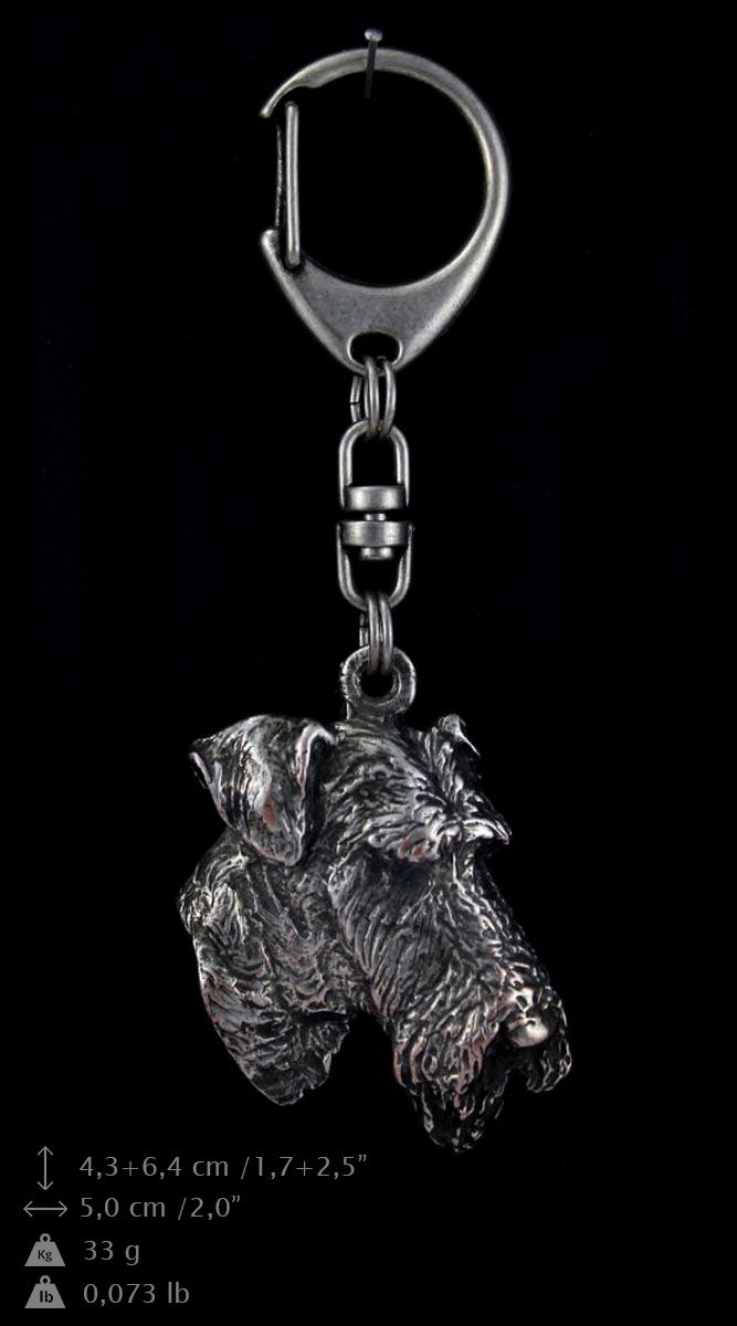 Airedale Terrier, Bingley Terrier - Silver-plated key ring with dog, handbag decoration, backpack pendant by Art-Dog brand