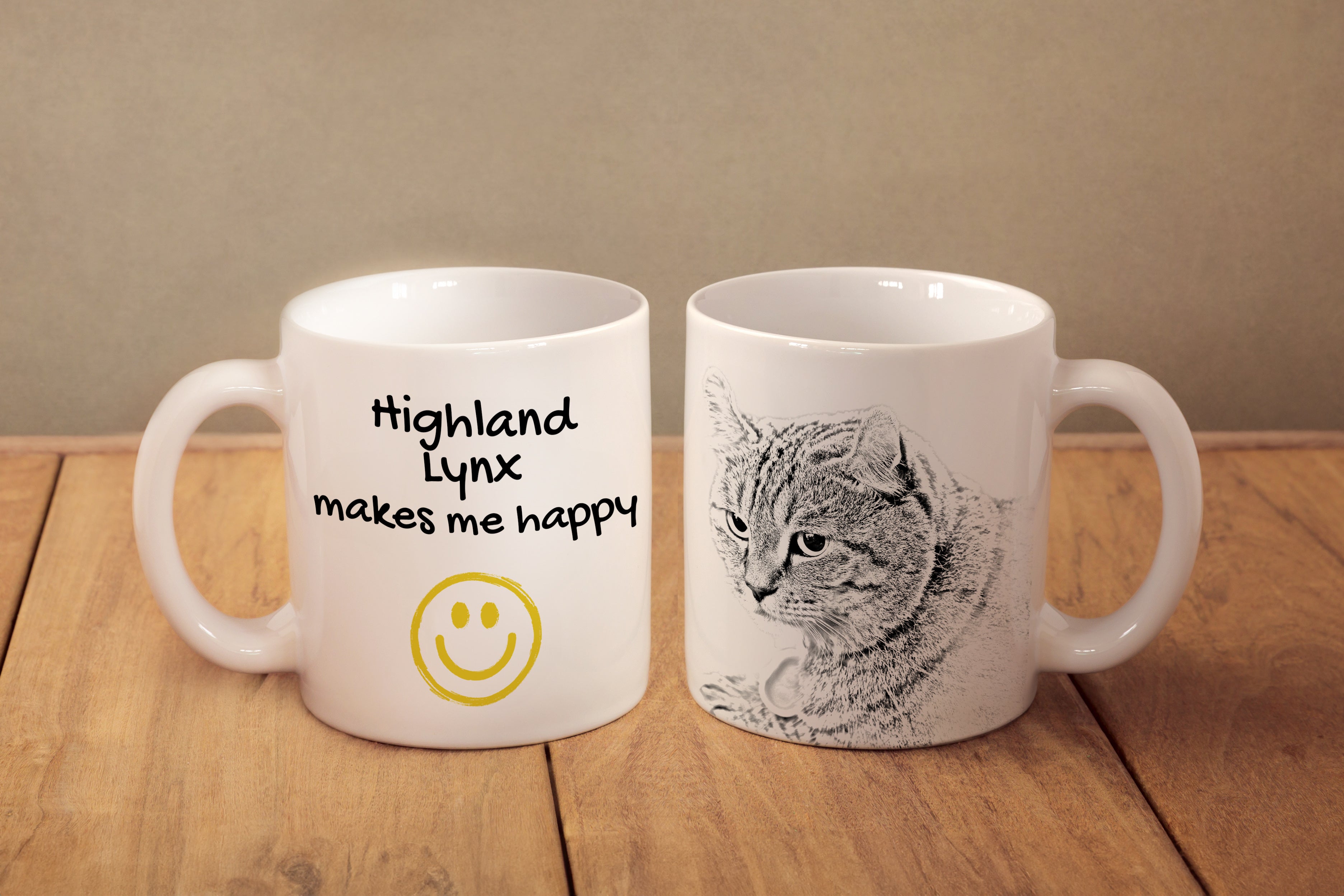 Highland Lynx - cat mug, cheerful mug for a dog lover, personalized gift from the Art-Dog brand