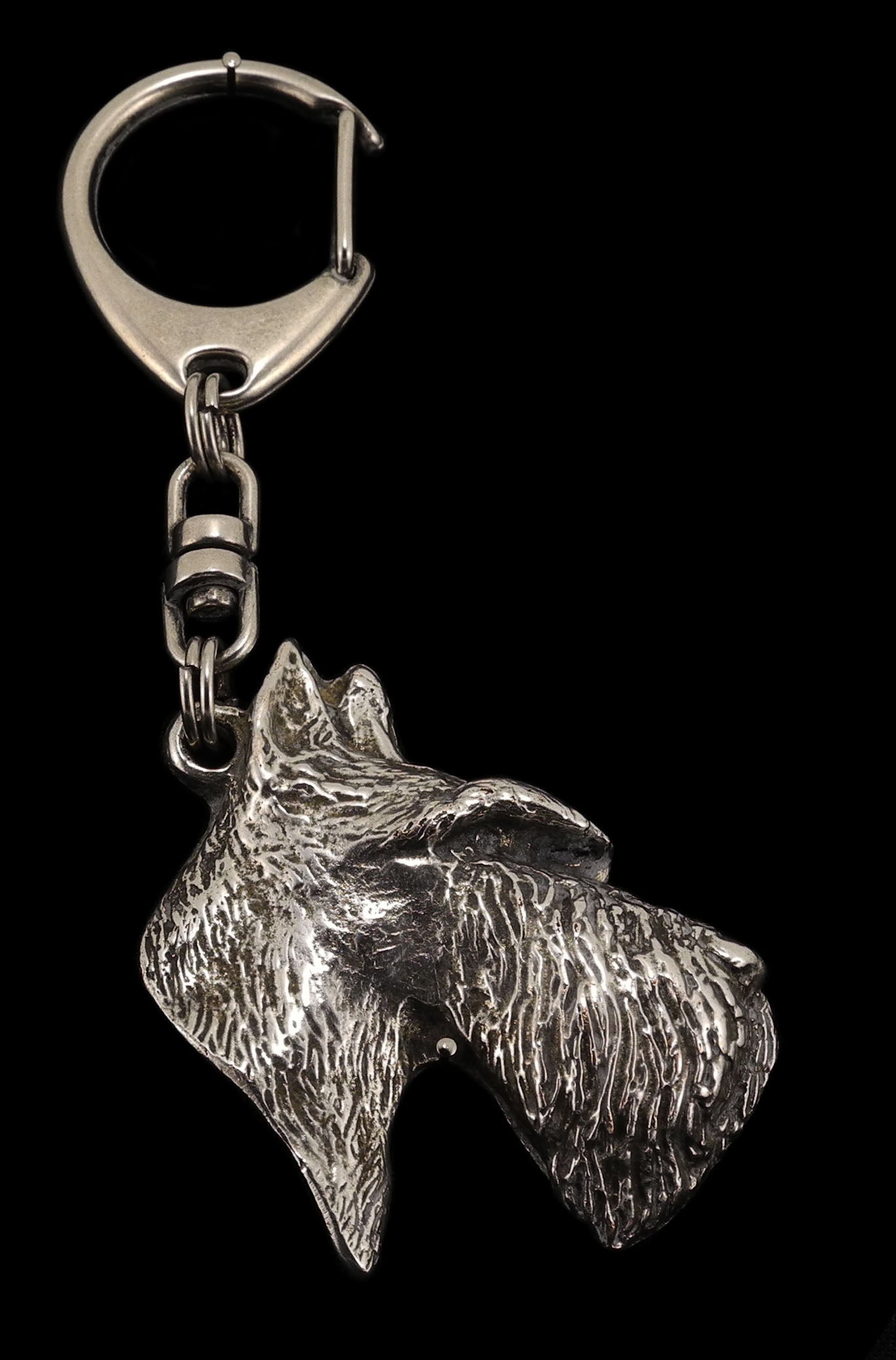 Scottish terrier, Aberdeen Terrier, Scottie, Aberdeenie - Silver-plated key ring with dog, handbag decoration, backpack pendant by Art-Dog brand