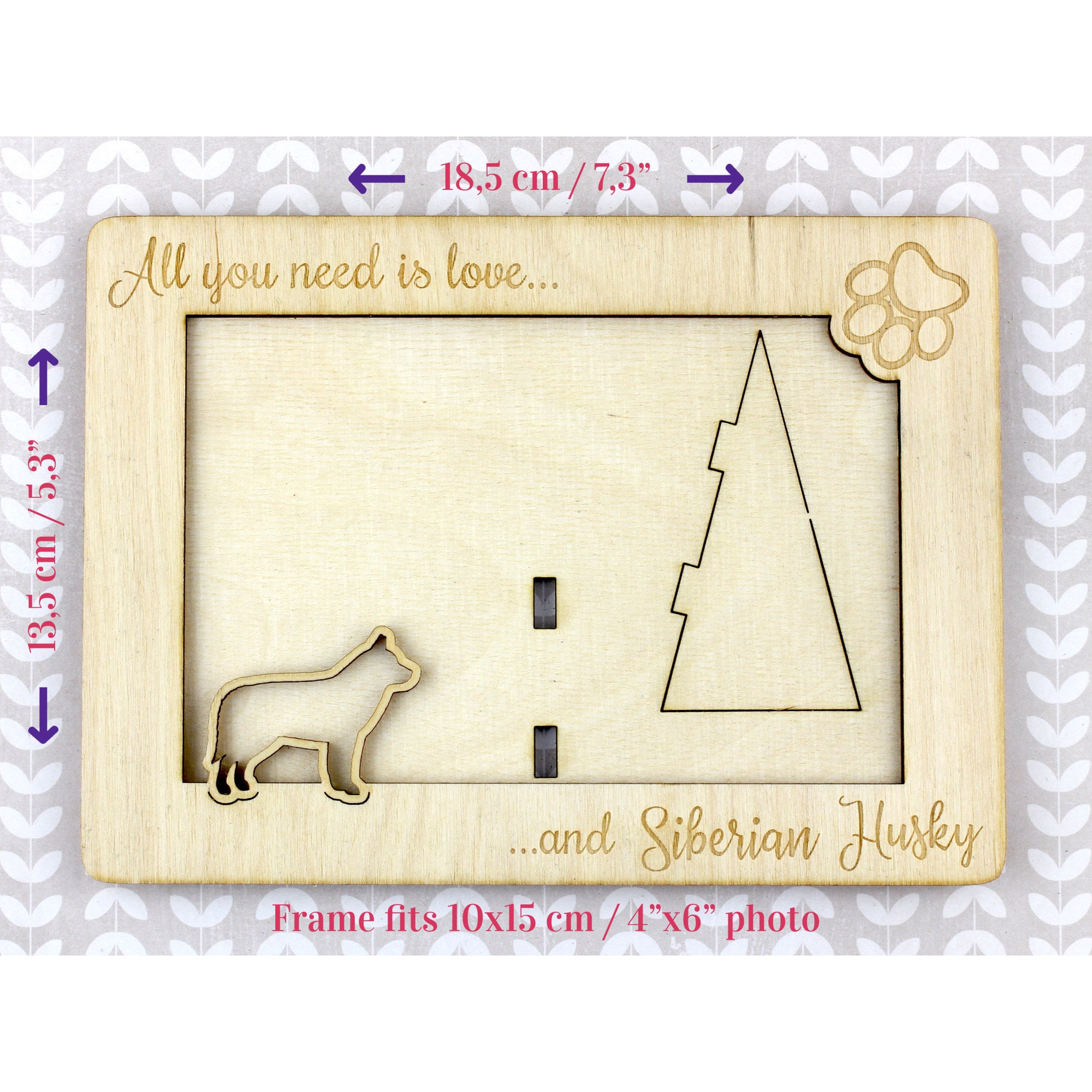 Siberian Husky, Chukcha - Photo frame, engraved wooden frame, a lovely gadget for the dog lover by Art-Dog