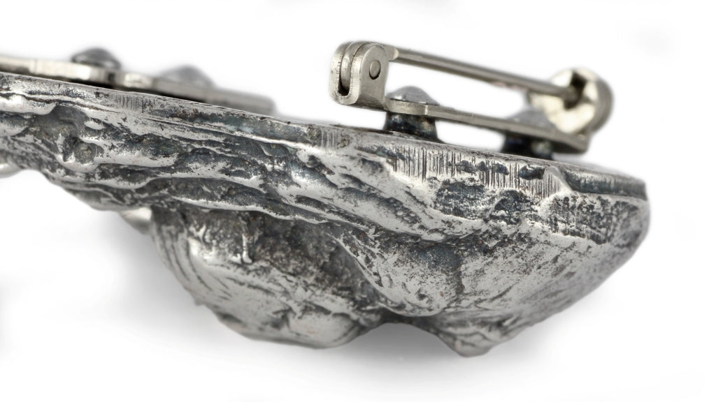 Hovawart, Hovie - brooch with a clip, holder for a start number, silver-plated dog show pin from the Art-Dog brand