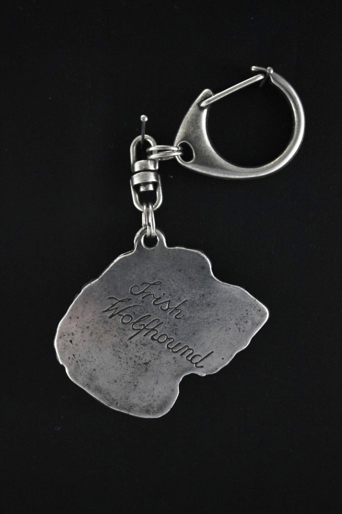 Irish Wolfhound I - Silver-plated key ring with a dog in a gift box, handbag decoration, backpack pendant by Art-Dog brand