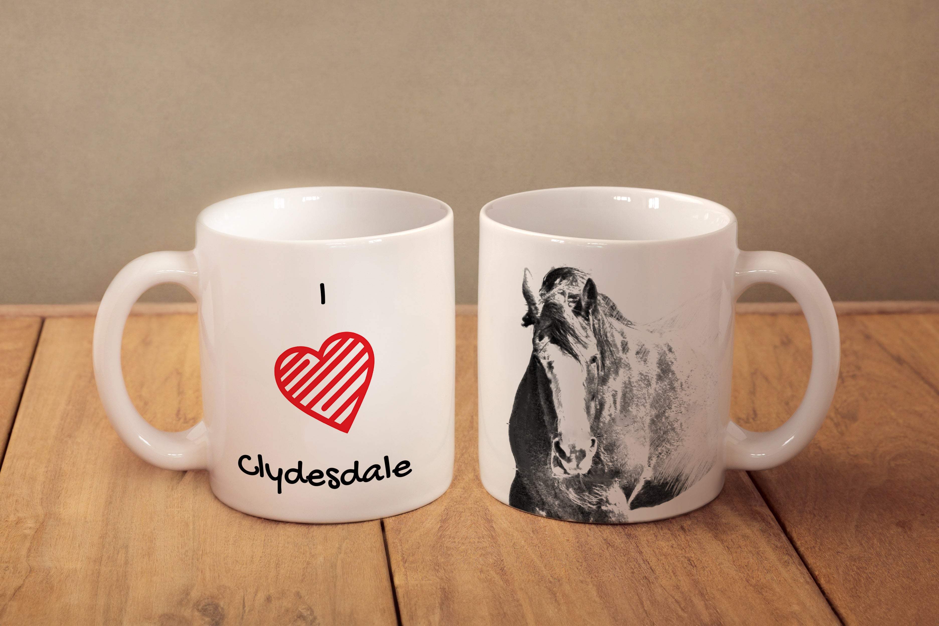 Clydesdale - cup with a horse, cute cup with graphics, a gift with your photo from the Art-Dog brand