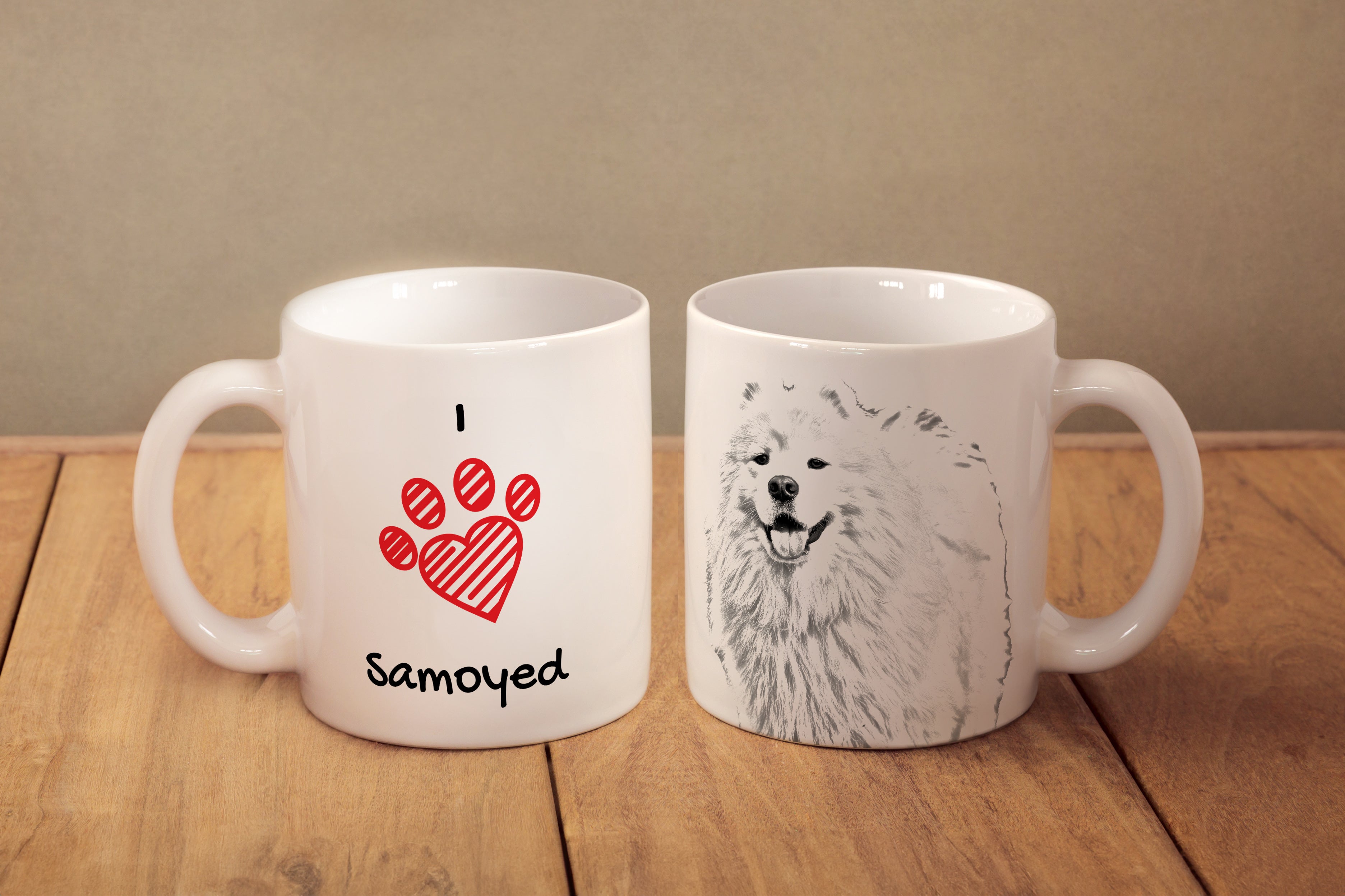 Samoyed, Bjelkier, Samoiedskaya Sobaka - cup with a dog, cute cup with graphics, a gift with your photo from the Art-Dog brand