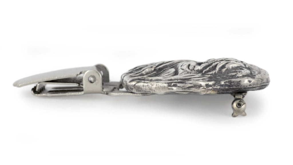 Bouvier des Flandres, Flanders Cattle Dog - brooch with a clip, holder for a start number, silver-plated dog show pin from the Art-Dog brand