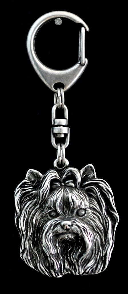 Yorkshire Terrier, Yorkie I - Silver-plated key ring with dog, handbag decoration, backpack pendant by Art-Dog brand