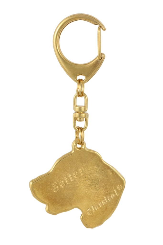 English setter, Lawerack, Laverack - keychain and necklace with a dog in a box, high-quality gold-plated product, Art-Dog brand
