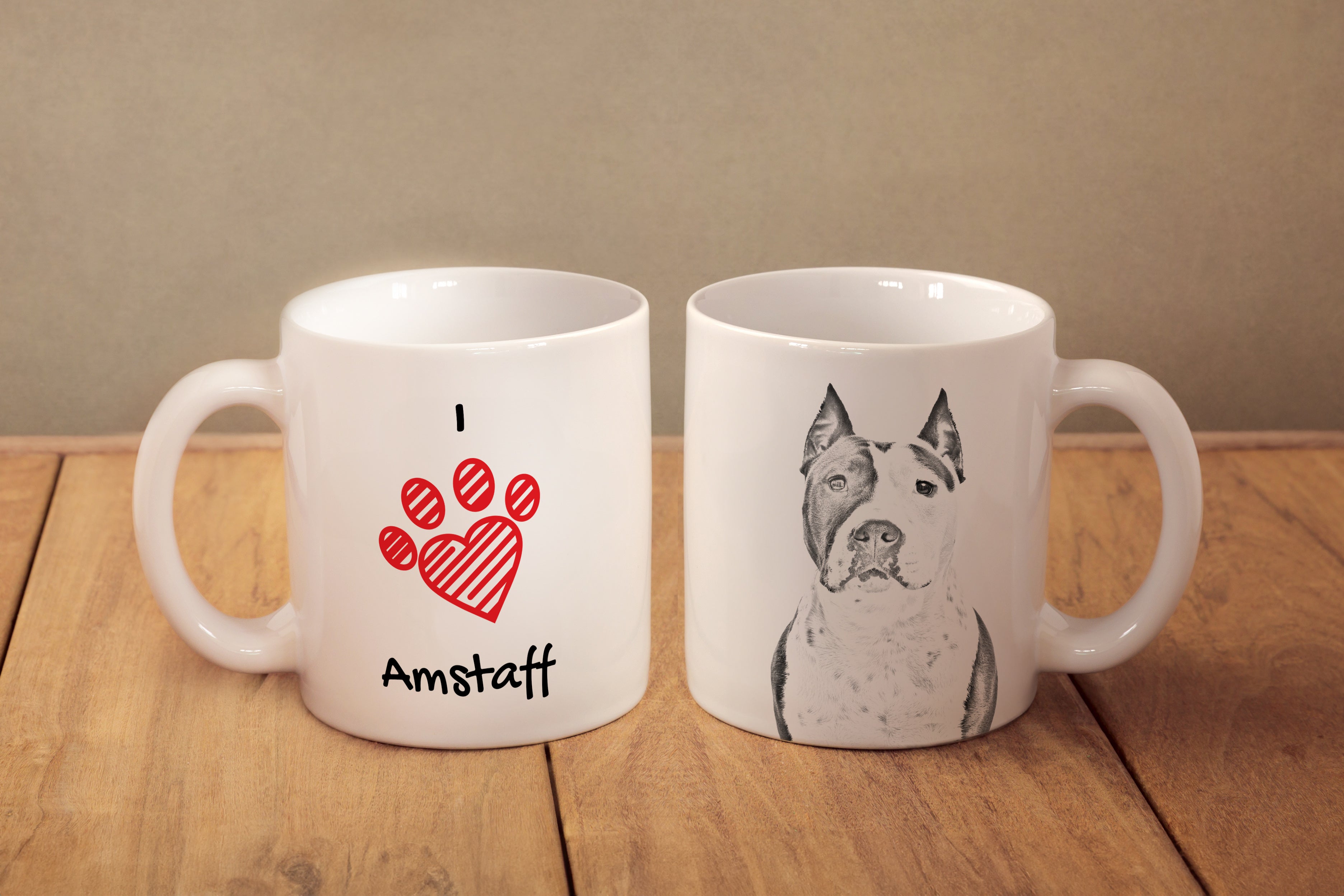 American Staffordshire Terrier, Amstaff - cup with a dog, cute cup with graphics, a gift with your photo from the Art-Dog brand