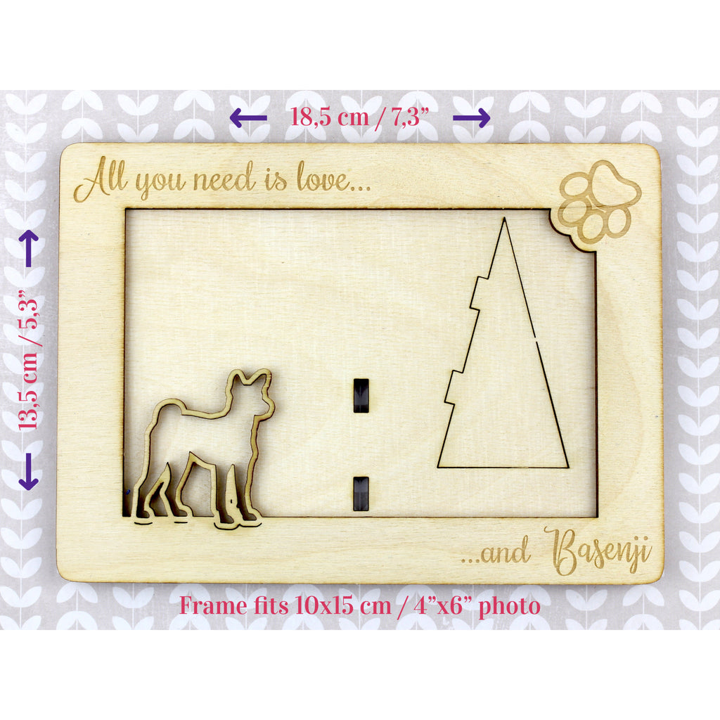 Basenji, African bush dog, Congo dog - Photo frame, engraved wooden frame, a lovely gadget for the dog lover by Art-Dog