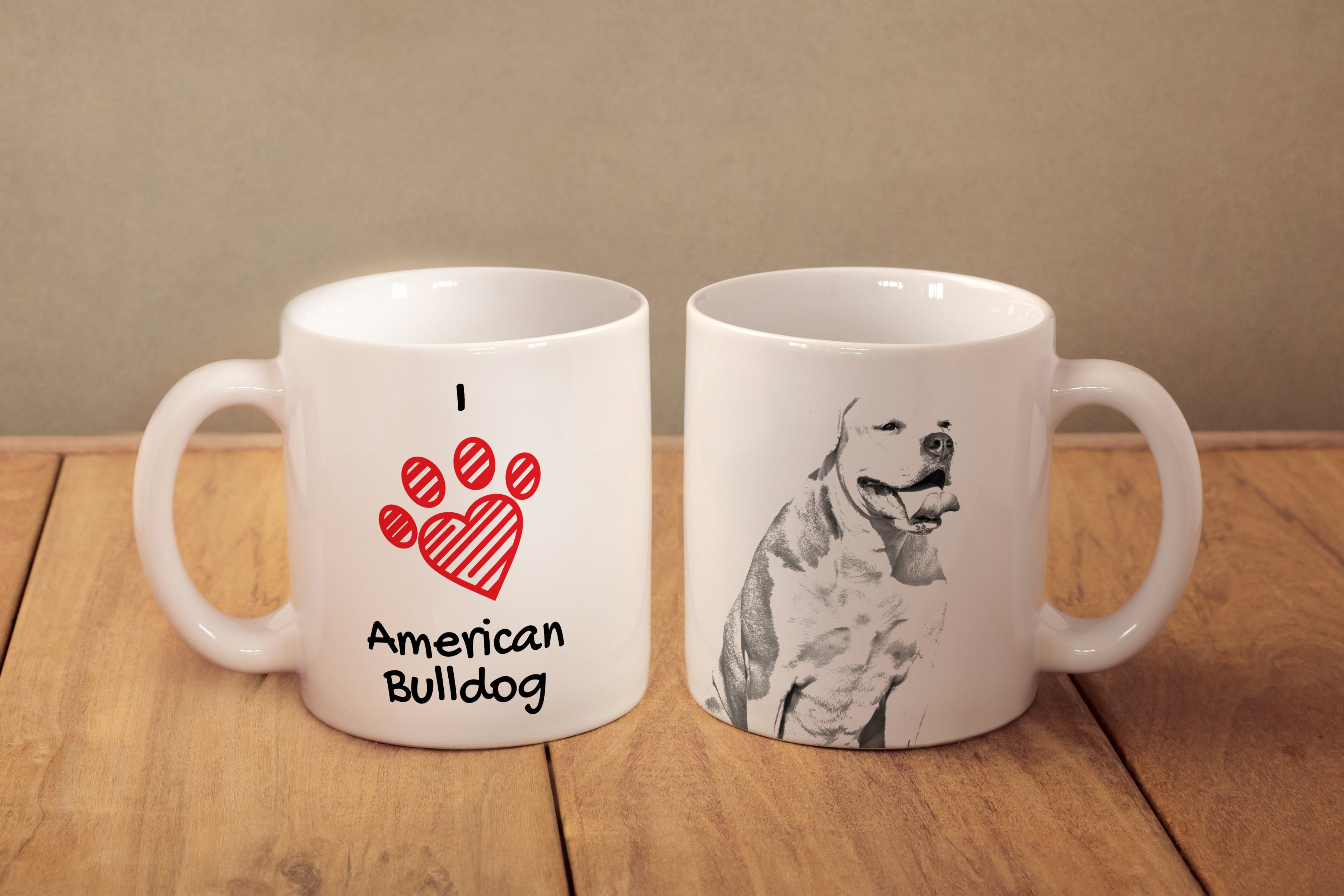 American Bulldog, Old Country Bulldog - cup with a dog, cute cup with graphics, a gift with your photo from the Art-Dog brand