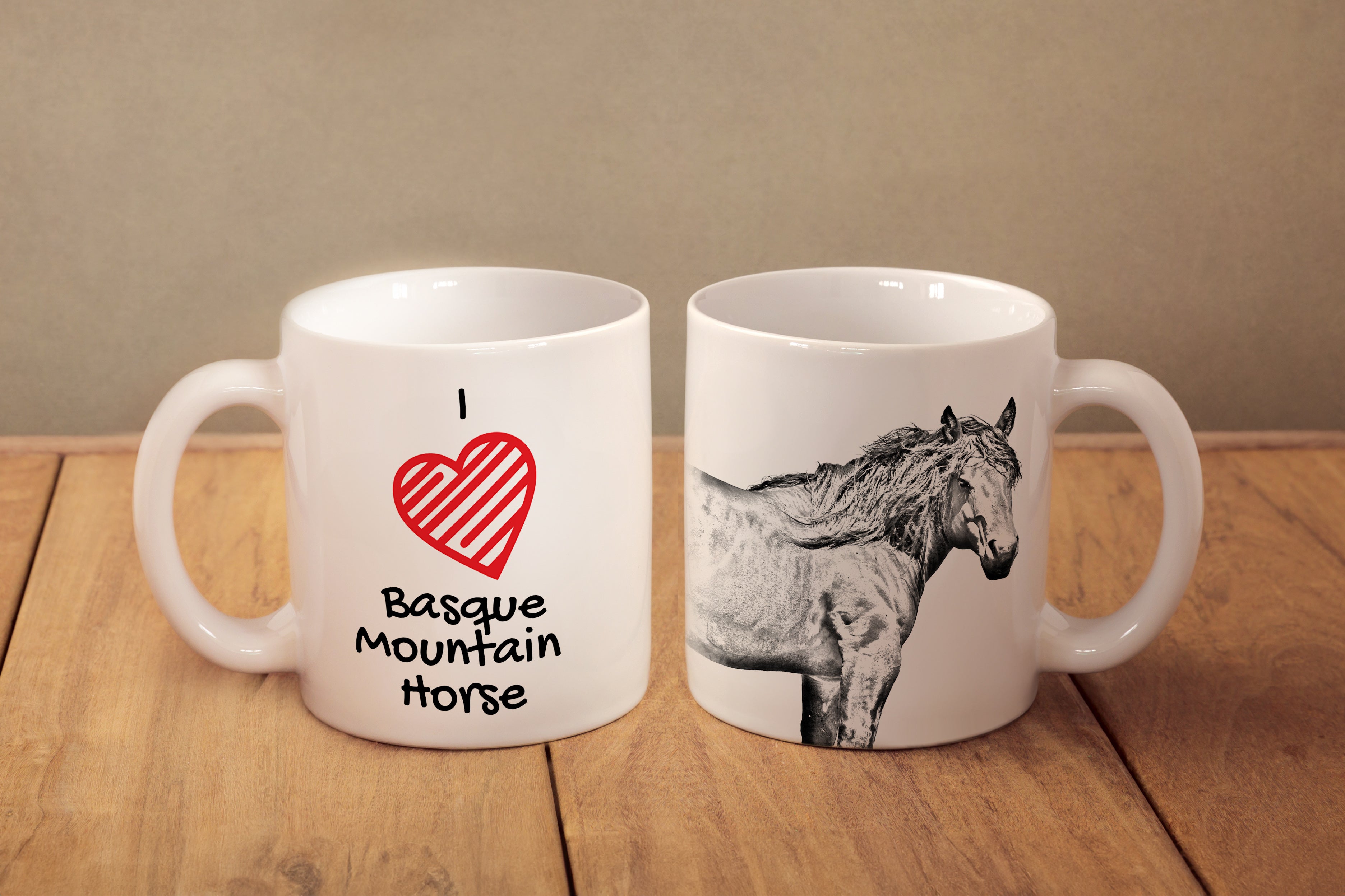 Basque Mountain Horse - cup with a horse, cute cup with graphics, a gift with your photo from the Art-Dog brand