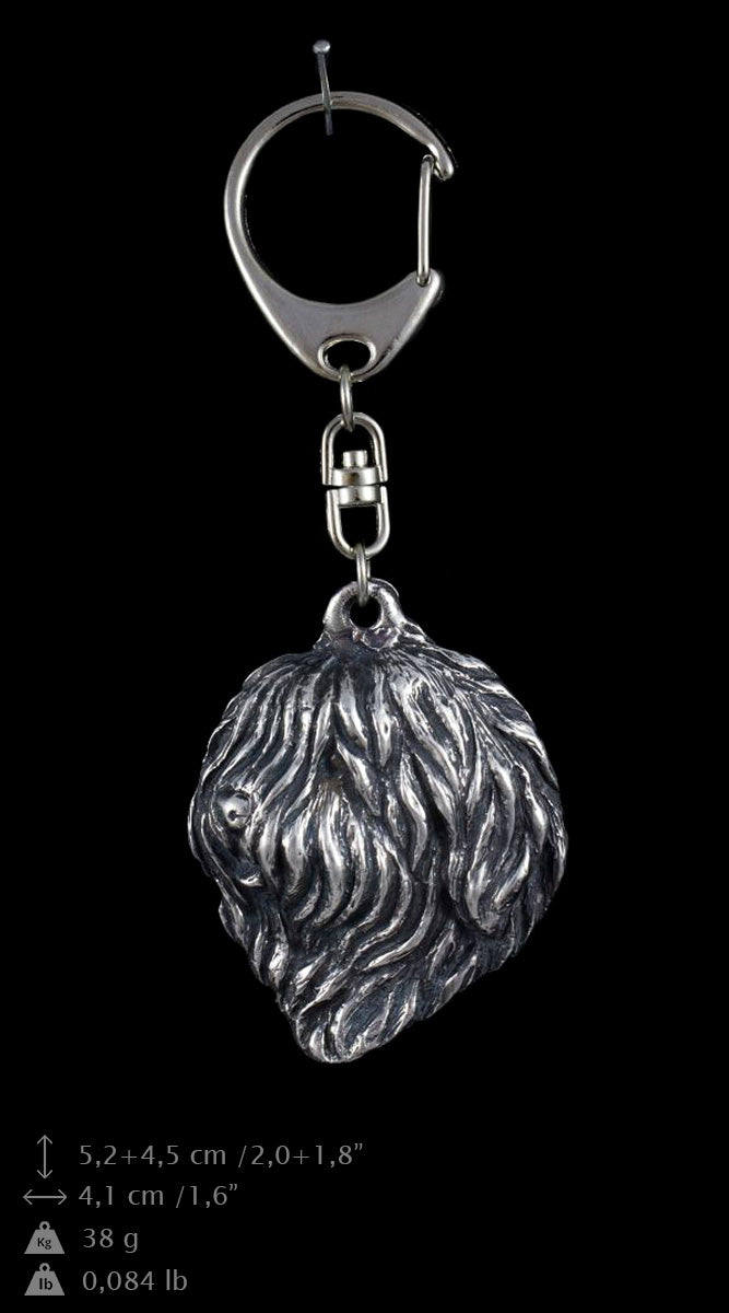 Polish Lowland Sheepdog, PON, Valee Sheepdog - Silver-plated key ring with dog, handbag decoration, backpack pendant by Art-Dog brand