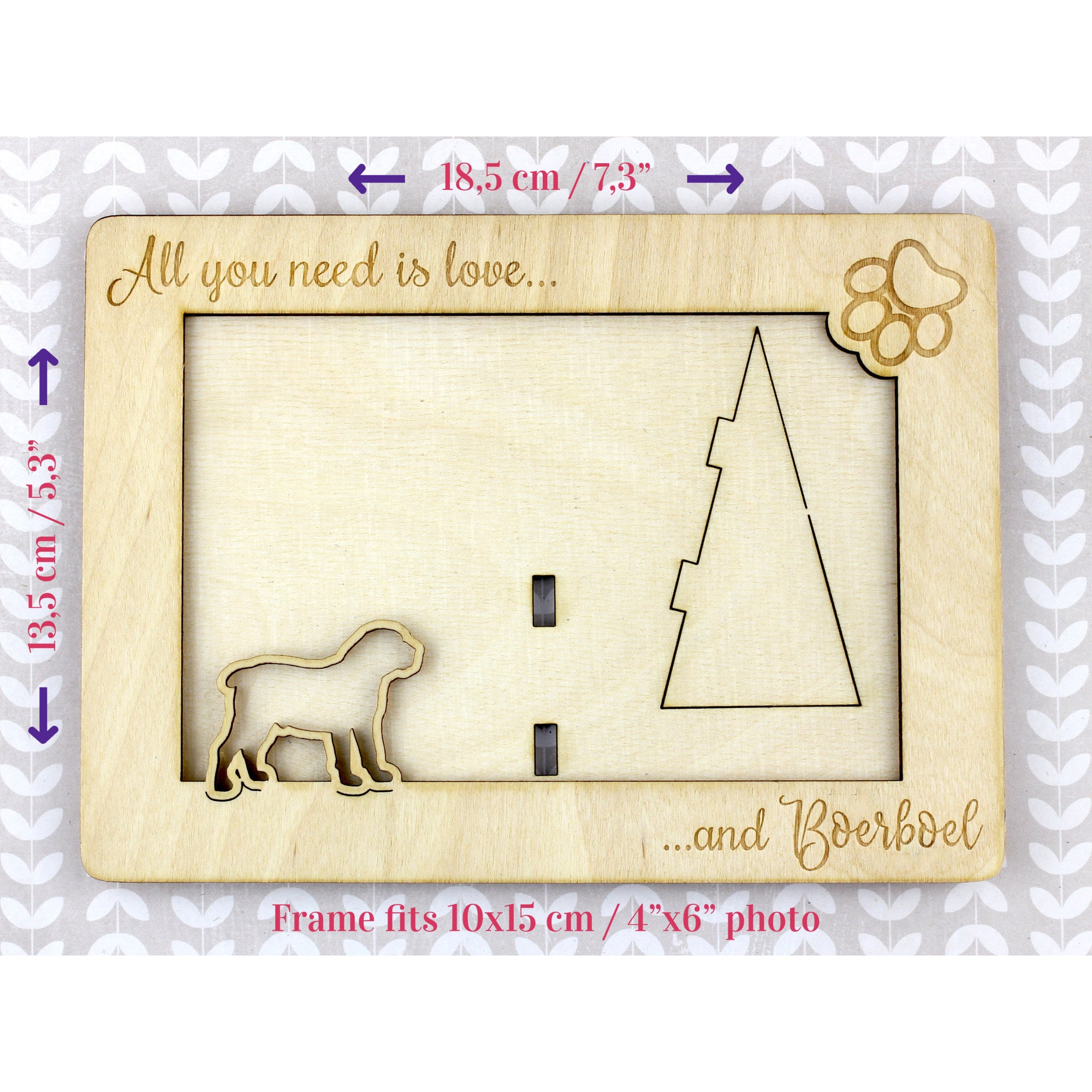 Boerboel, South African Mastiff - Photo frame, engraved wooden frame, a lovely gadget for the dog lover by Art-Dog
