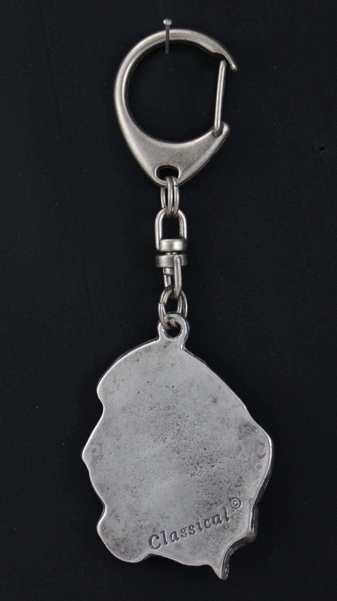 Basset Hound III - Silver-plated key ring with a dog in a gift box, handbag decoration, backpack pendant by Art-Dog brand