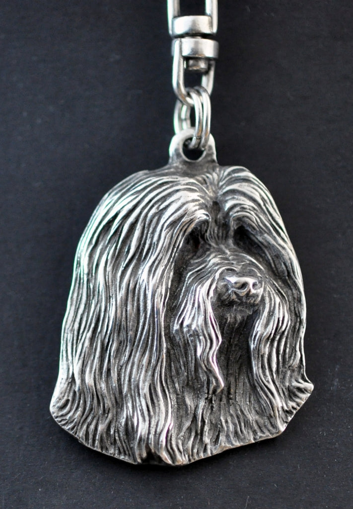 Bearded Collie, Highland Collie, Mountain Collie - Silver-plated key ring with a dog in a gift box, handbag decoration, backpack pendant by Art-Dog brand
