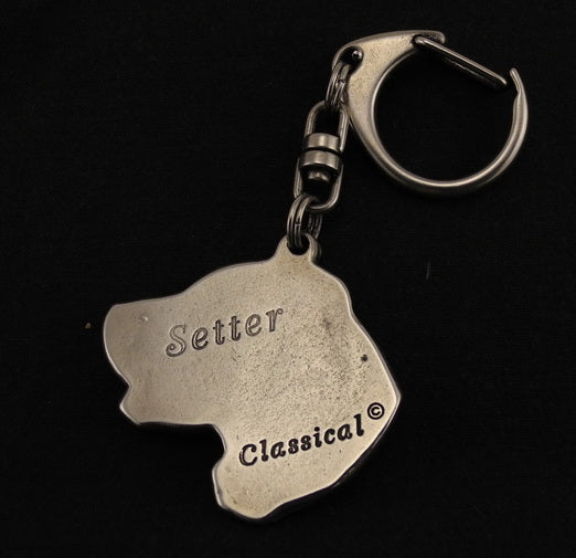 English setter, Lawerack, Laverack - Silver-plated key ring with a dog in a gift box, handbag decoration, backpack pendant by Art-Dog brand