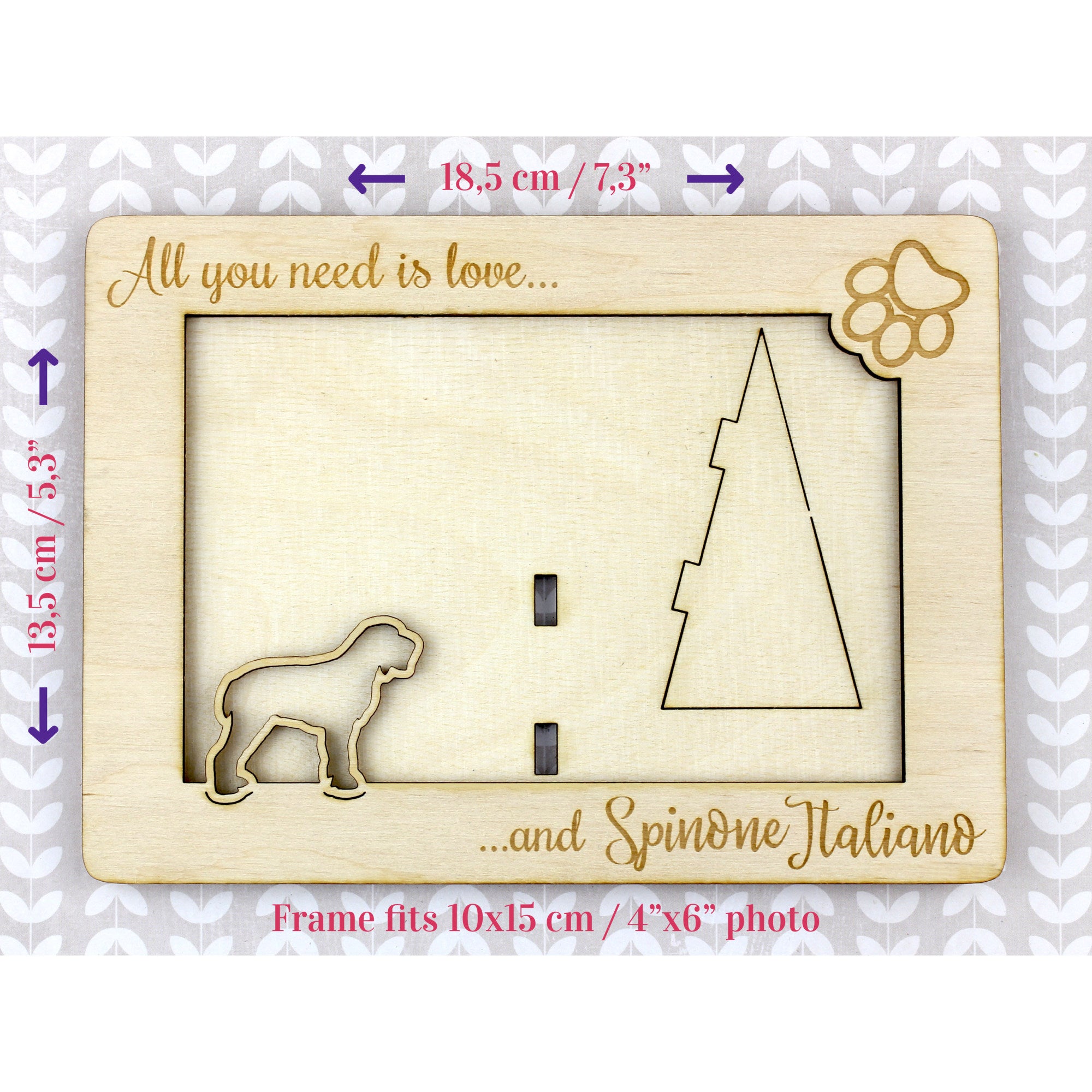 Italian Spinone, Spinone Italiano, Bracco Spinoso - Photo frame, engraved wooden frame, a lovely gadget for the dog lover by Art-Dog