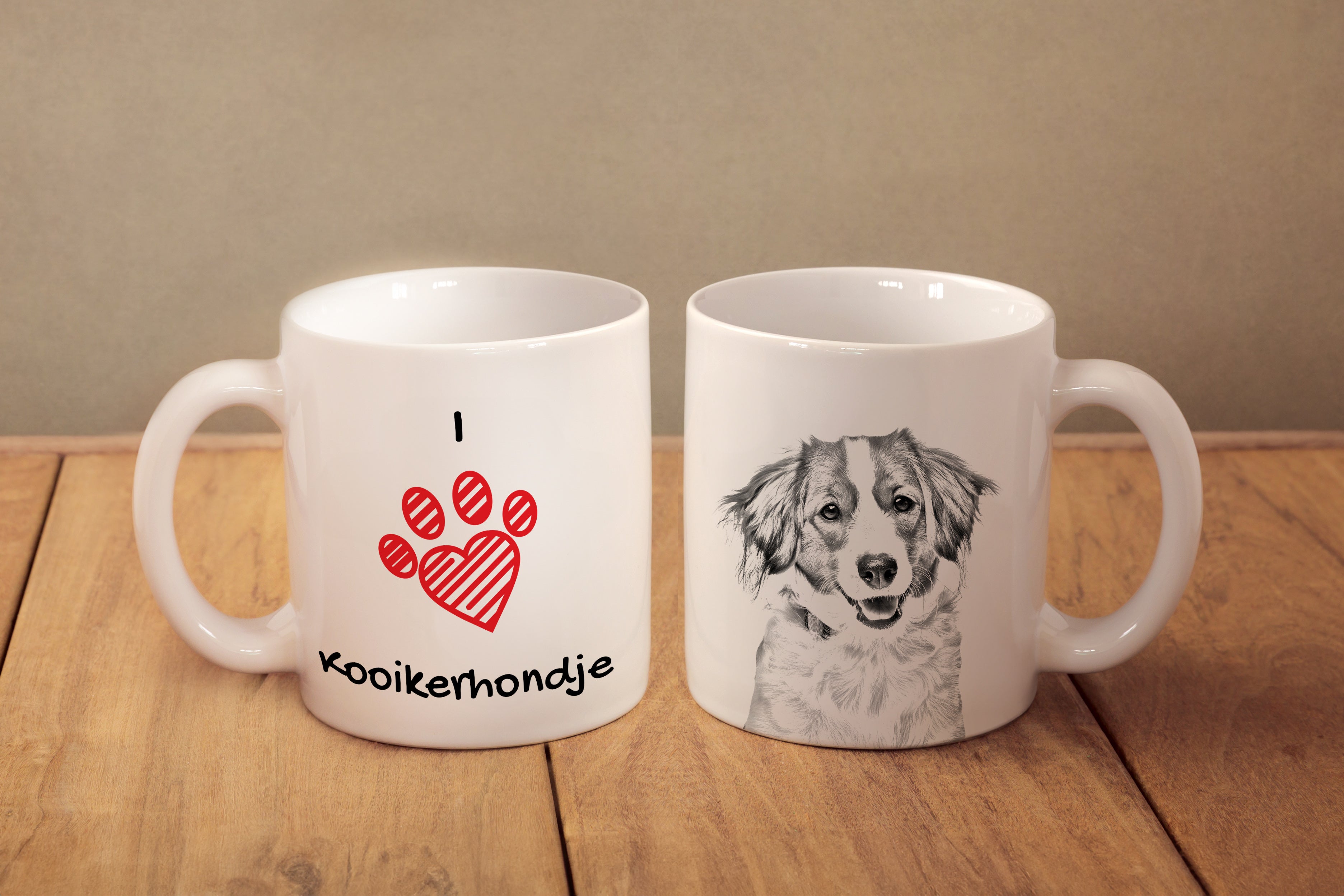 Kooikerhondje - cup with a dog, cute cup with graphics, a gift with your photo from the Art-Dog brand