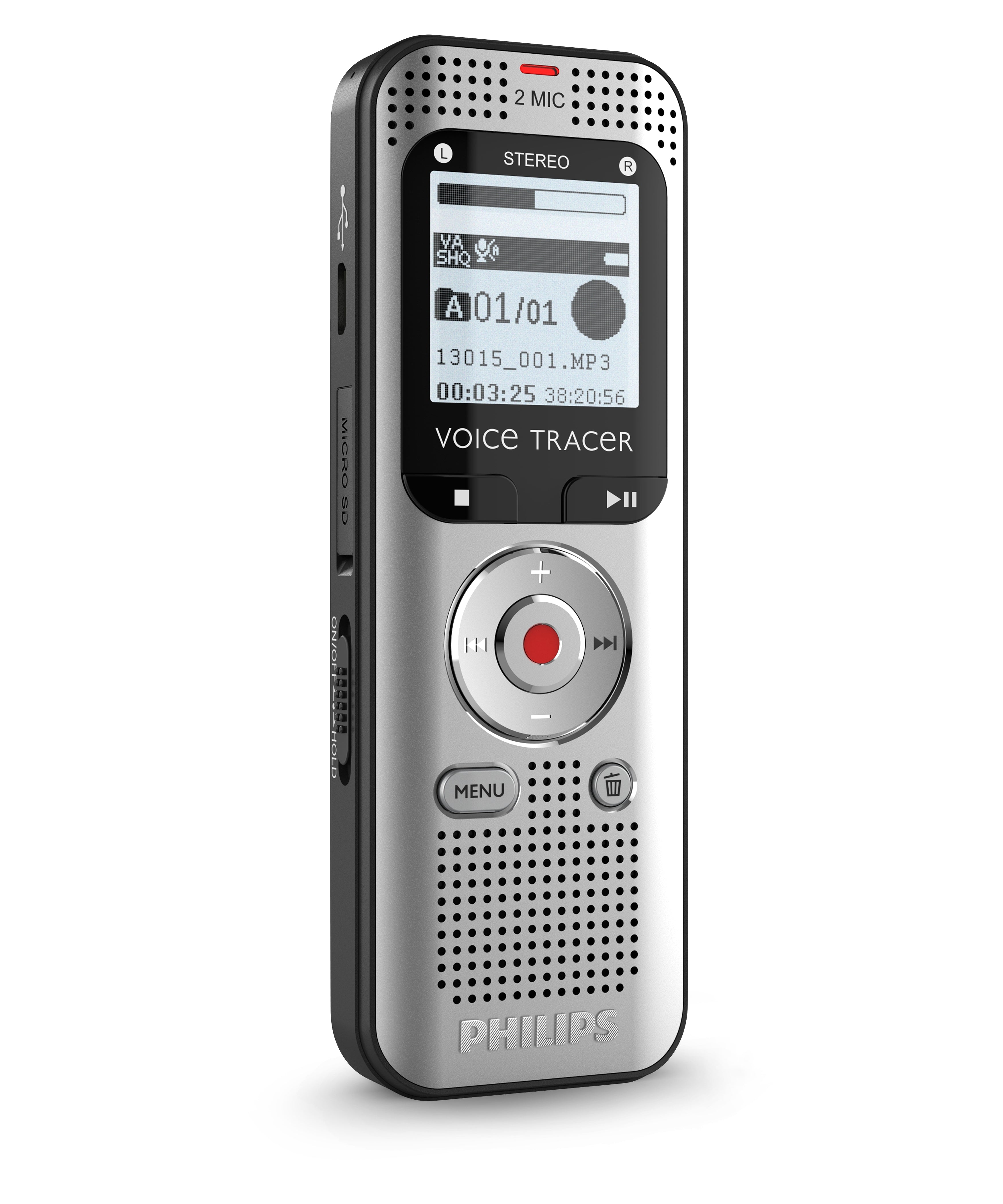 Philips Voice Tracer DVT2015 dictaphone Mémoire interne + carte mémoire Argent