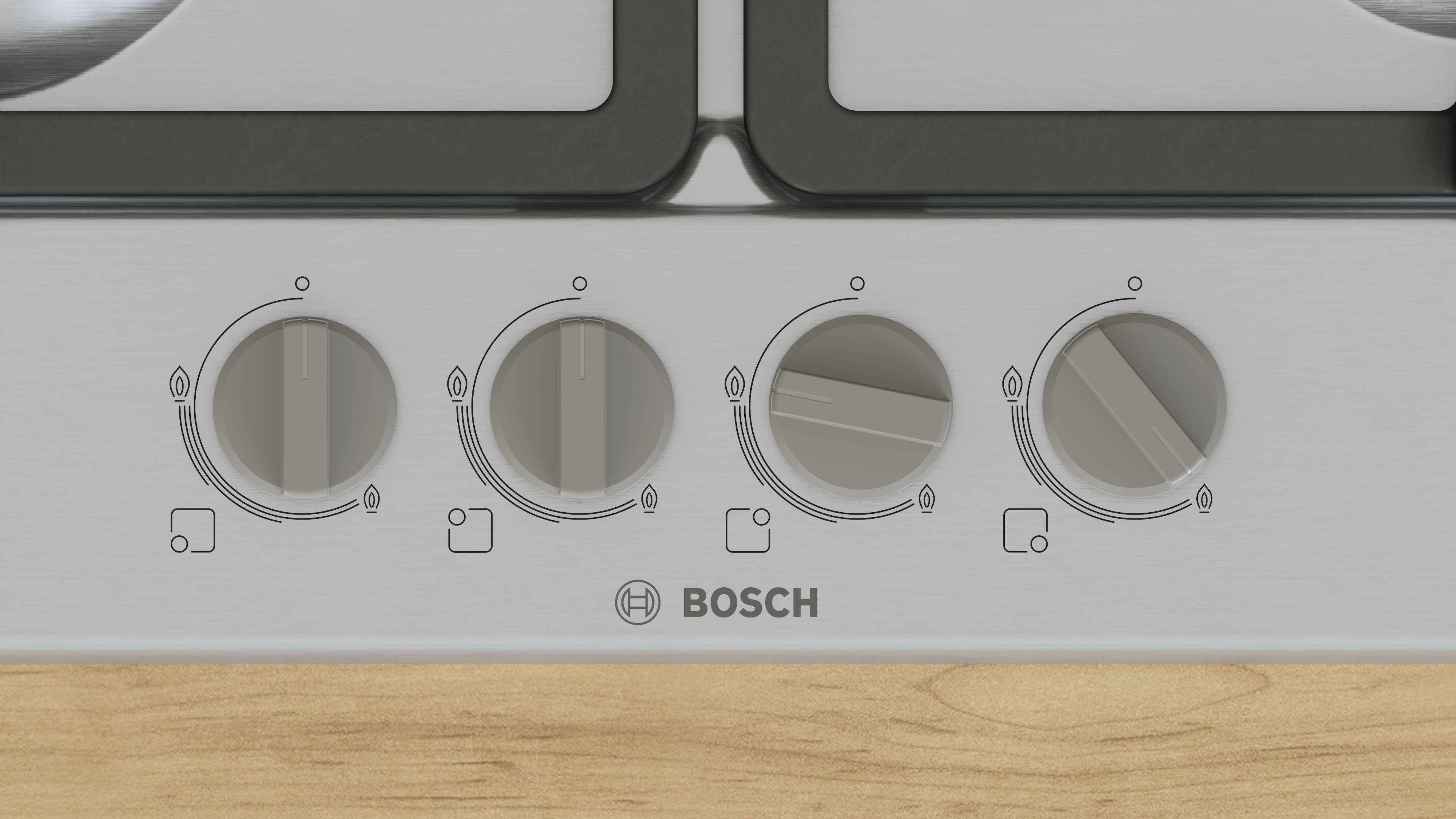 Bosch Bosch Serie 4 PGH6B5K90 plaque Acier inoxydable Intégré 60 cm Gaz 4 zone(s)