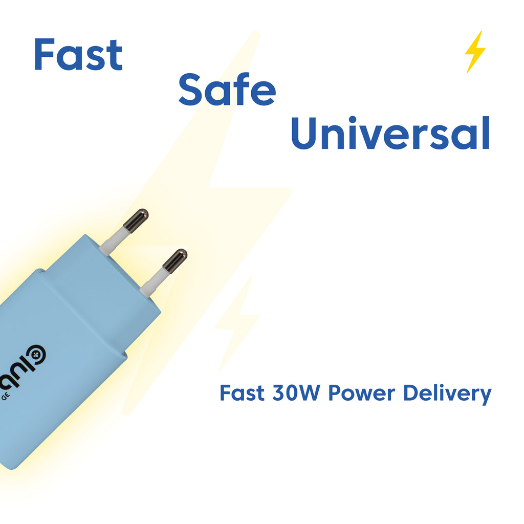 CLUB3D CAC-3022 Chargeur Secteur USB-C 30W Charge Rapide Power Delivery, Bleu