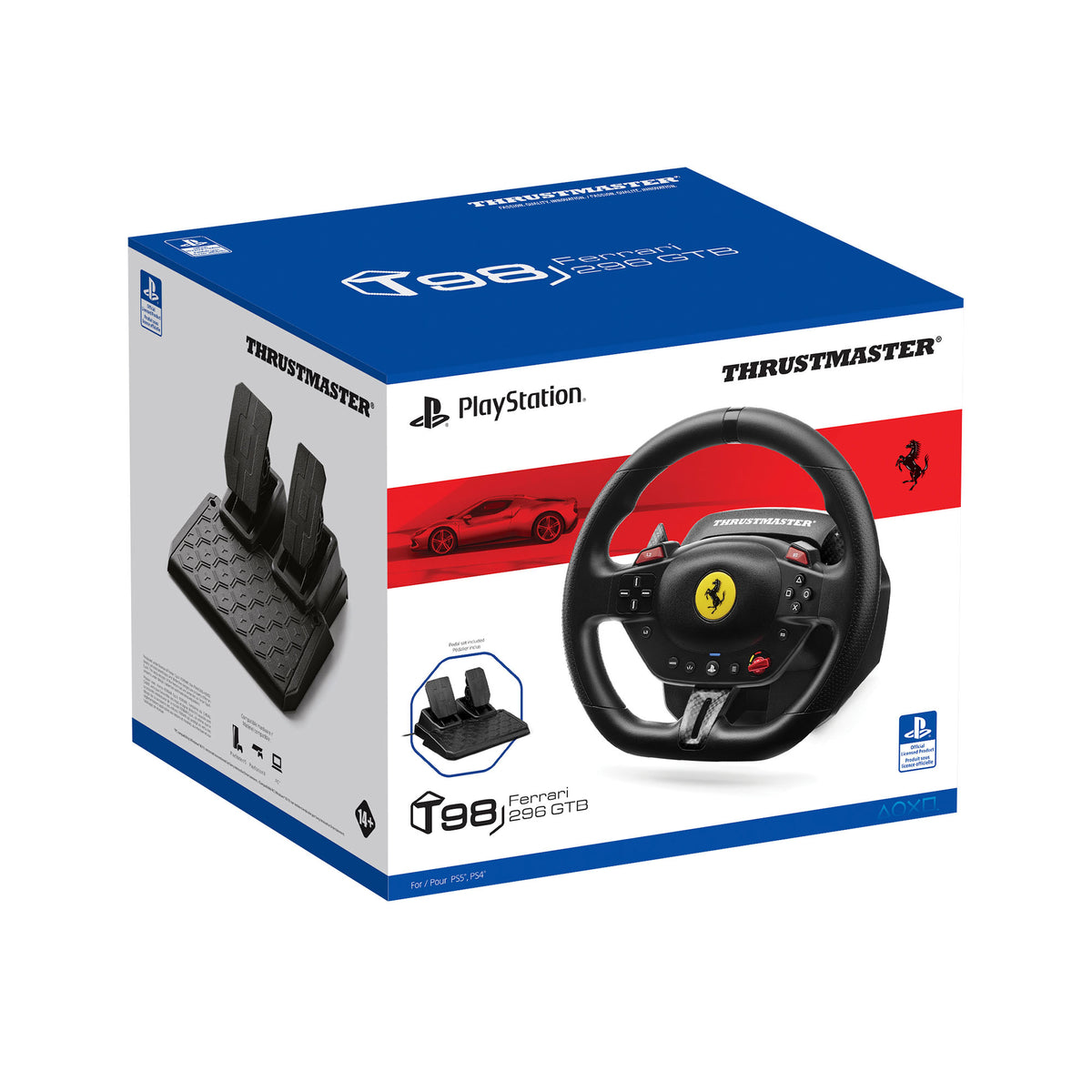 Thrustmaster T98-P Ferrari 296 GTB Volant et Pédales USB pour PC, PlayStation 4, PlayStation 5