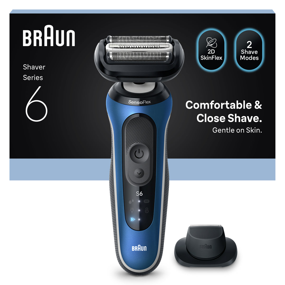 Braun Series 6 62-B1200S Rasoir à Grille et Tondeuse, Bleu