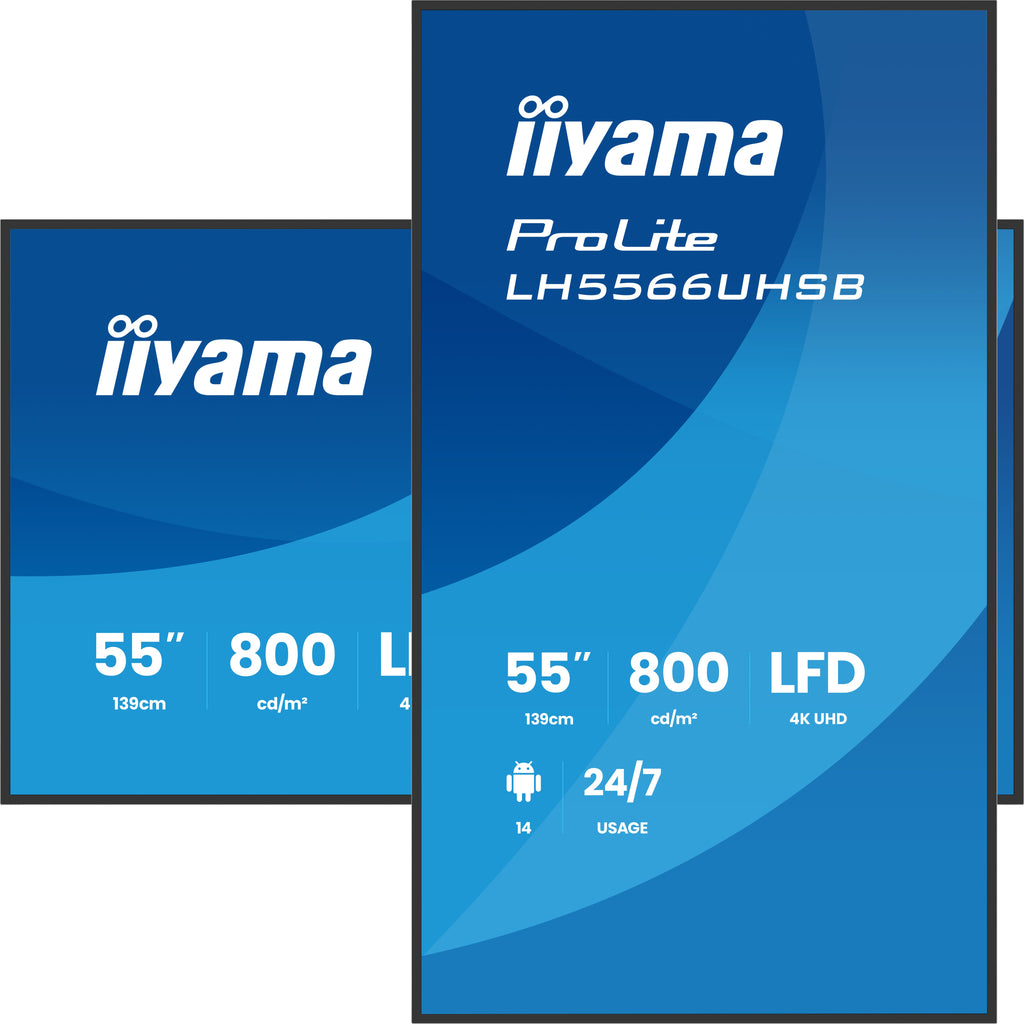 iiyama LH5566UHSB-B1AG Écran d'affichage dynamique Écran plat de signalisation numérique 139,7 cm (55") LCD Wifi 800 cd/m² 4K Ultra HD Noir Intégré dans le processeur Android 24/7 - vue 5
