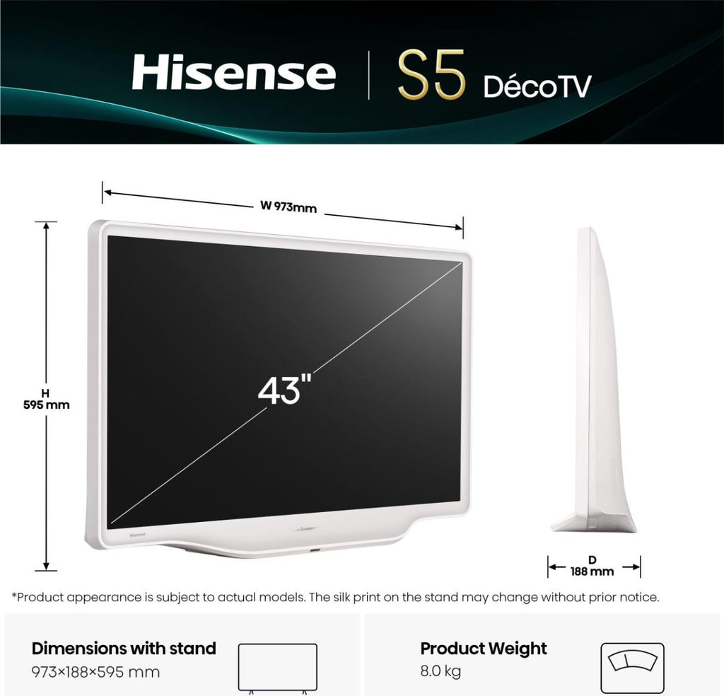 Hisense 43S5DQ 109,2 cm (43") 4K Ultra HD Smart TV Wifi Blanc - vue 2