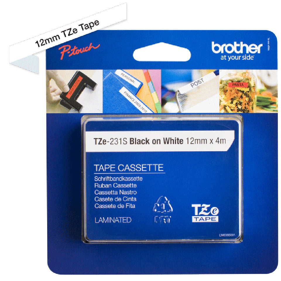 Brother TZE231S ruban d'étiquette Noir sur blanc TZe