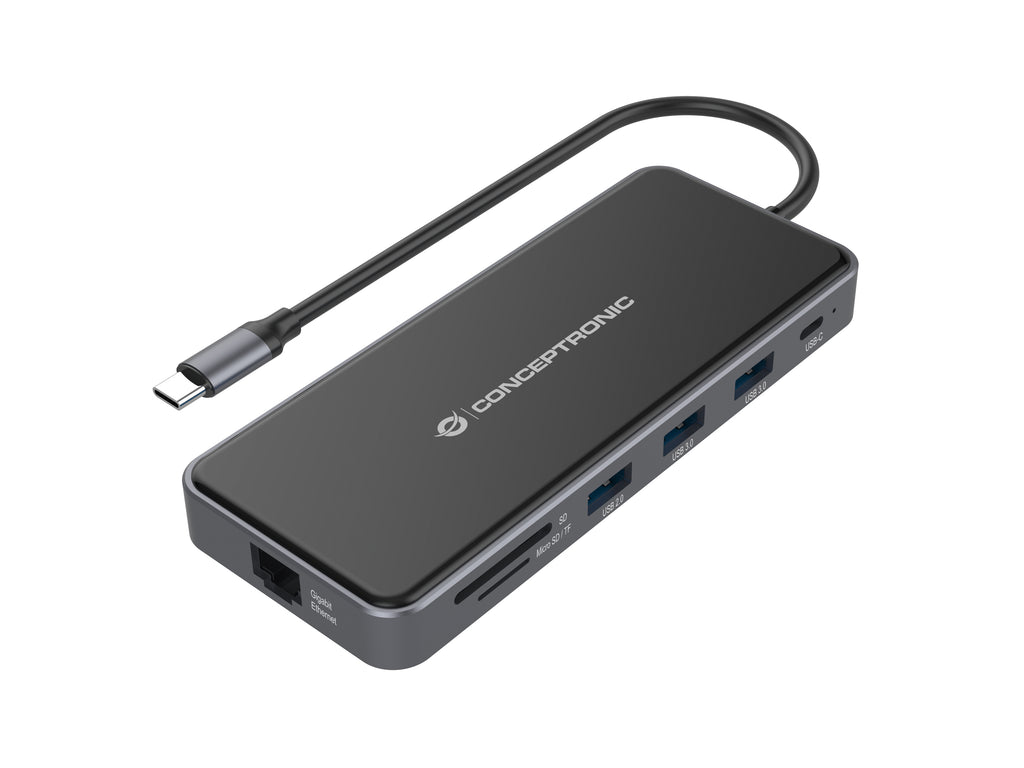 Conceptronic DONN15G Station d'accueil USB 3.2 Gen 1 Type-C, Gris
