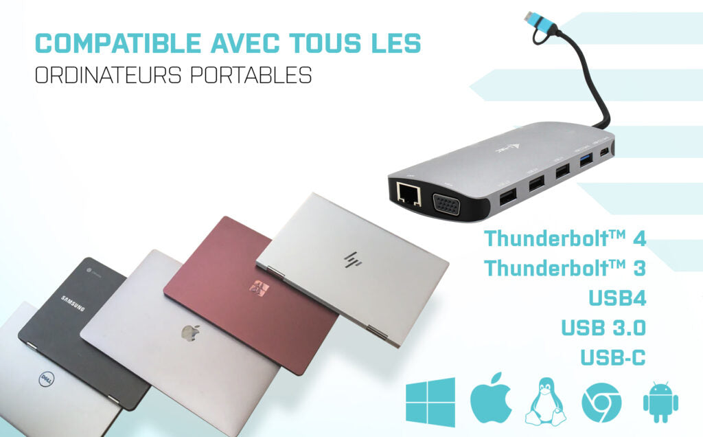 i-tec USB 3.0 USB-C/Thunderbolt 3x Display Metal Nano Dock with LAN + Power Delivery 100 W