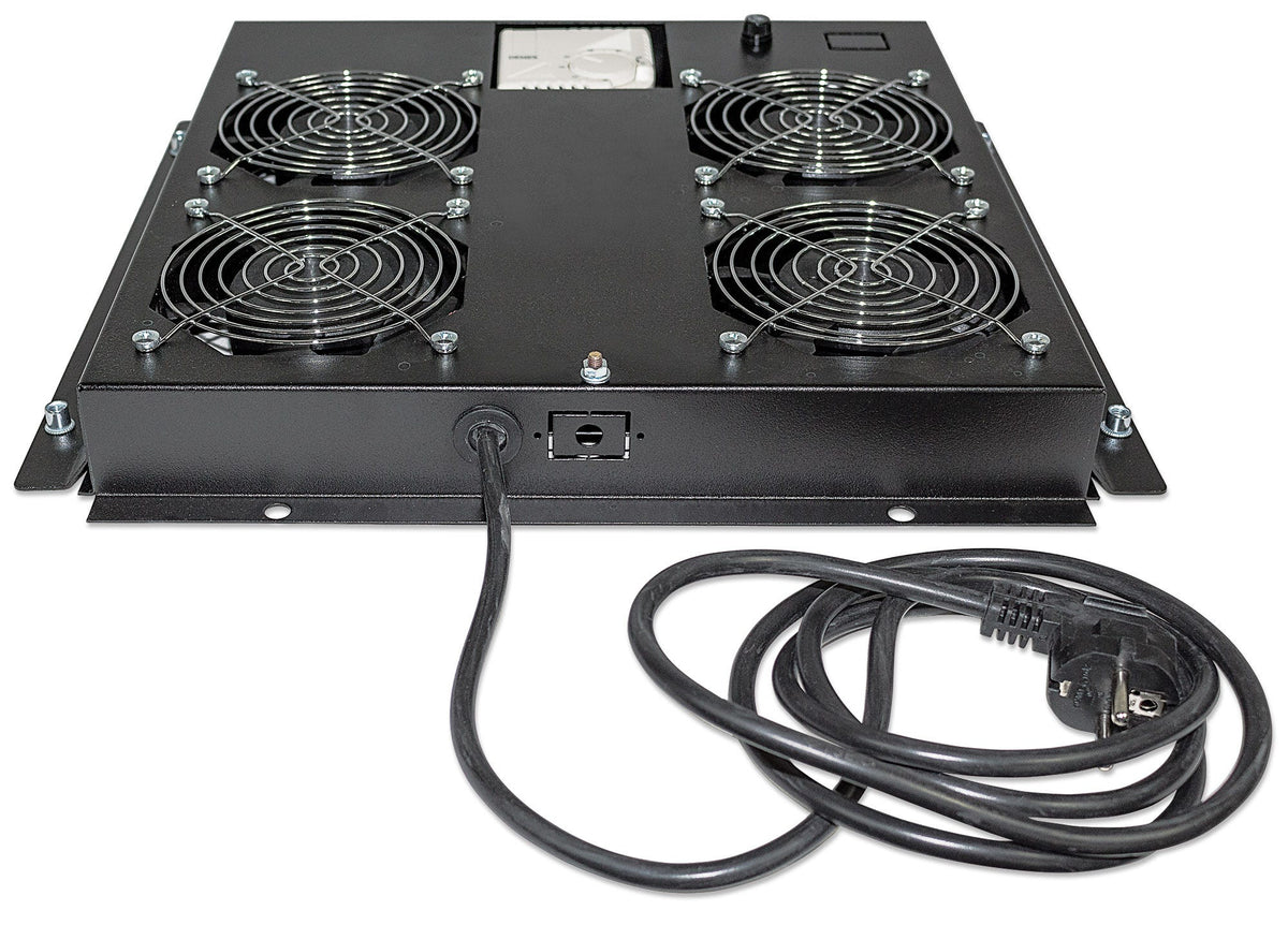 Intellinet Unité de ventilation à 4 ventilateurs pour racks 19", montage en toiture, avec thermostat, noire, garantie à vie - vue 2