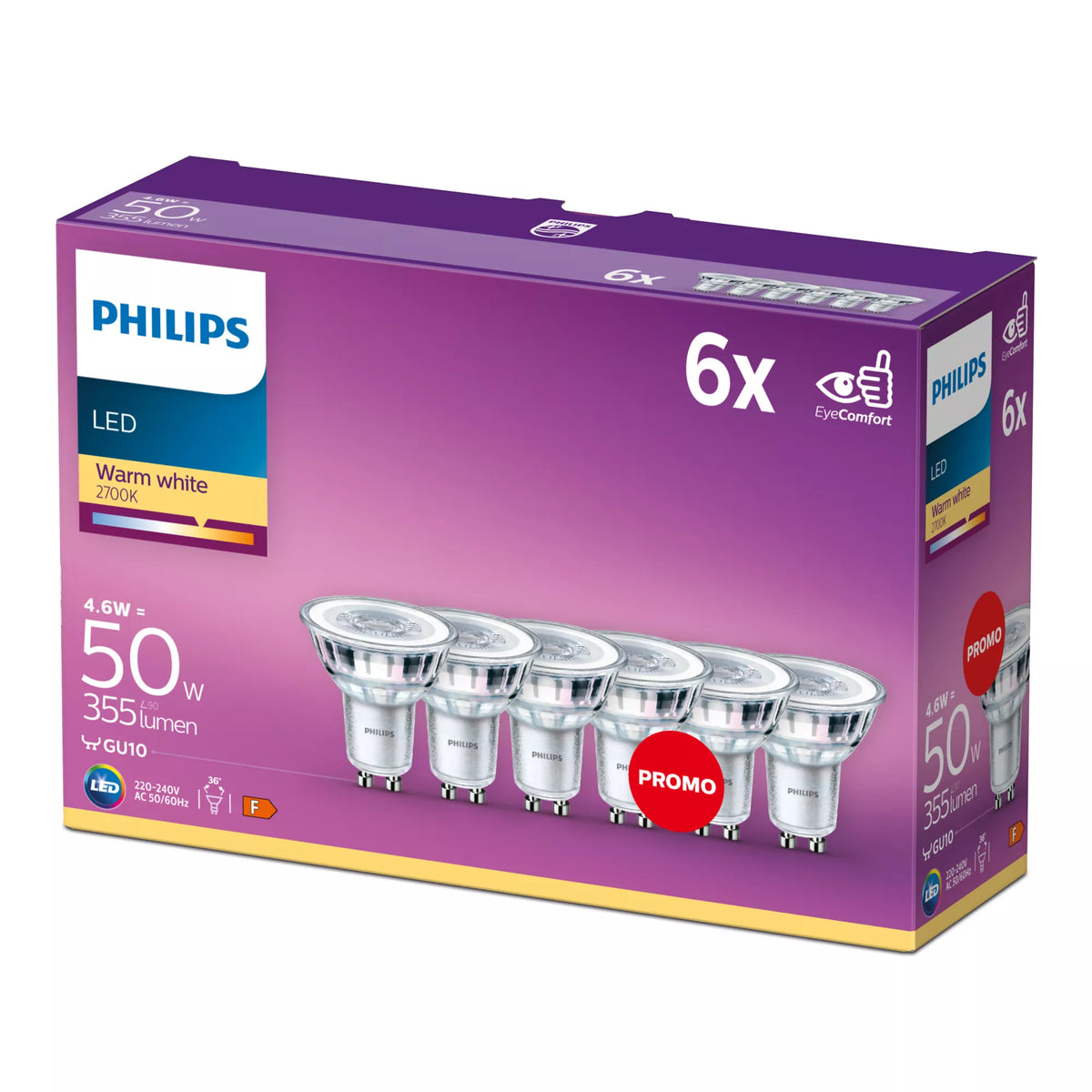 Philips Spot 50W PAR16 GU10 x6 - vue 2